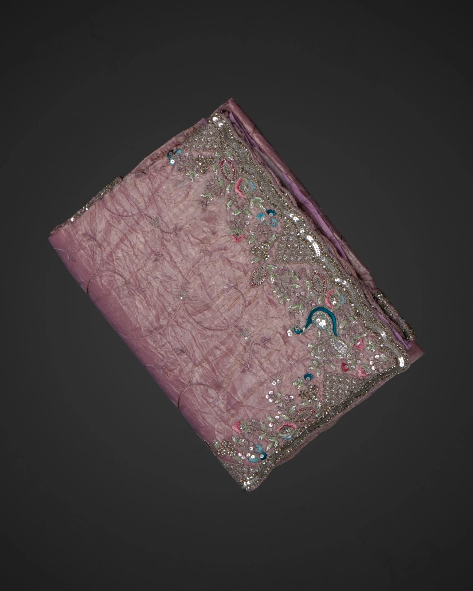 Light Pink Fendy Silk Saree with Embroidered Details