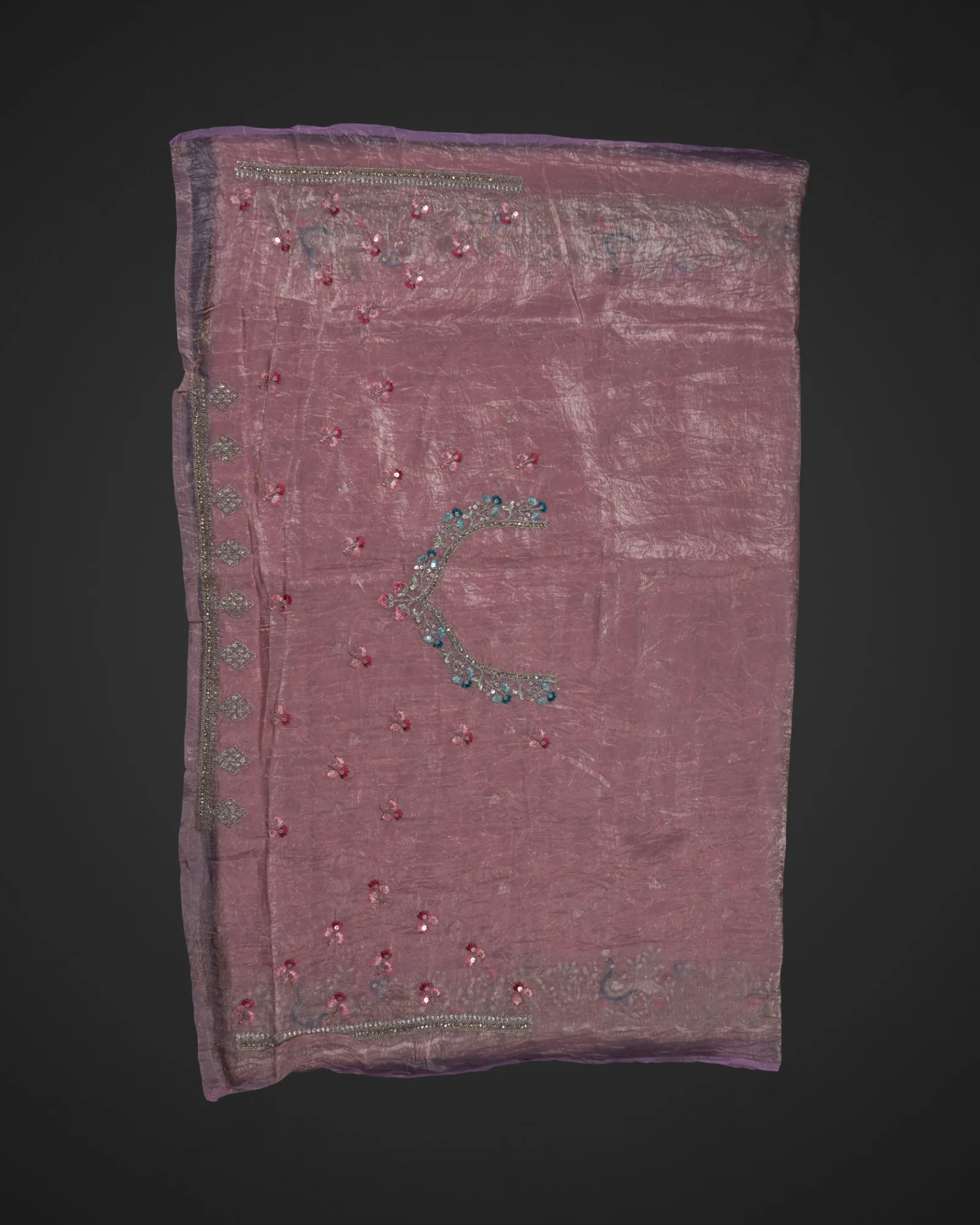 Light Pink Fendy Silk Saree with Embroidered Details
