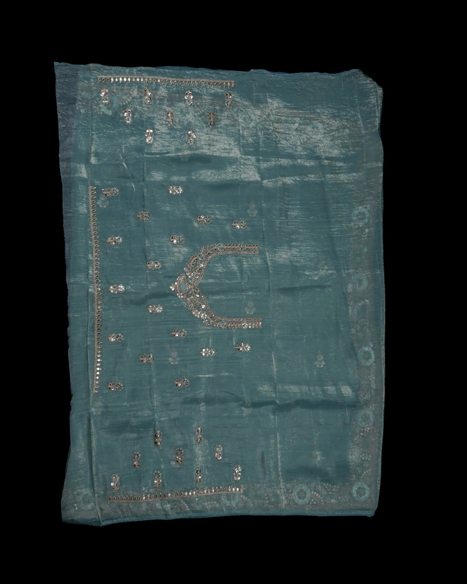 Embrace Timeless Charm in Blue Fendy Silk