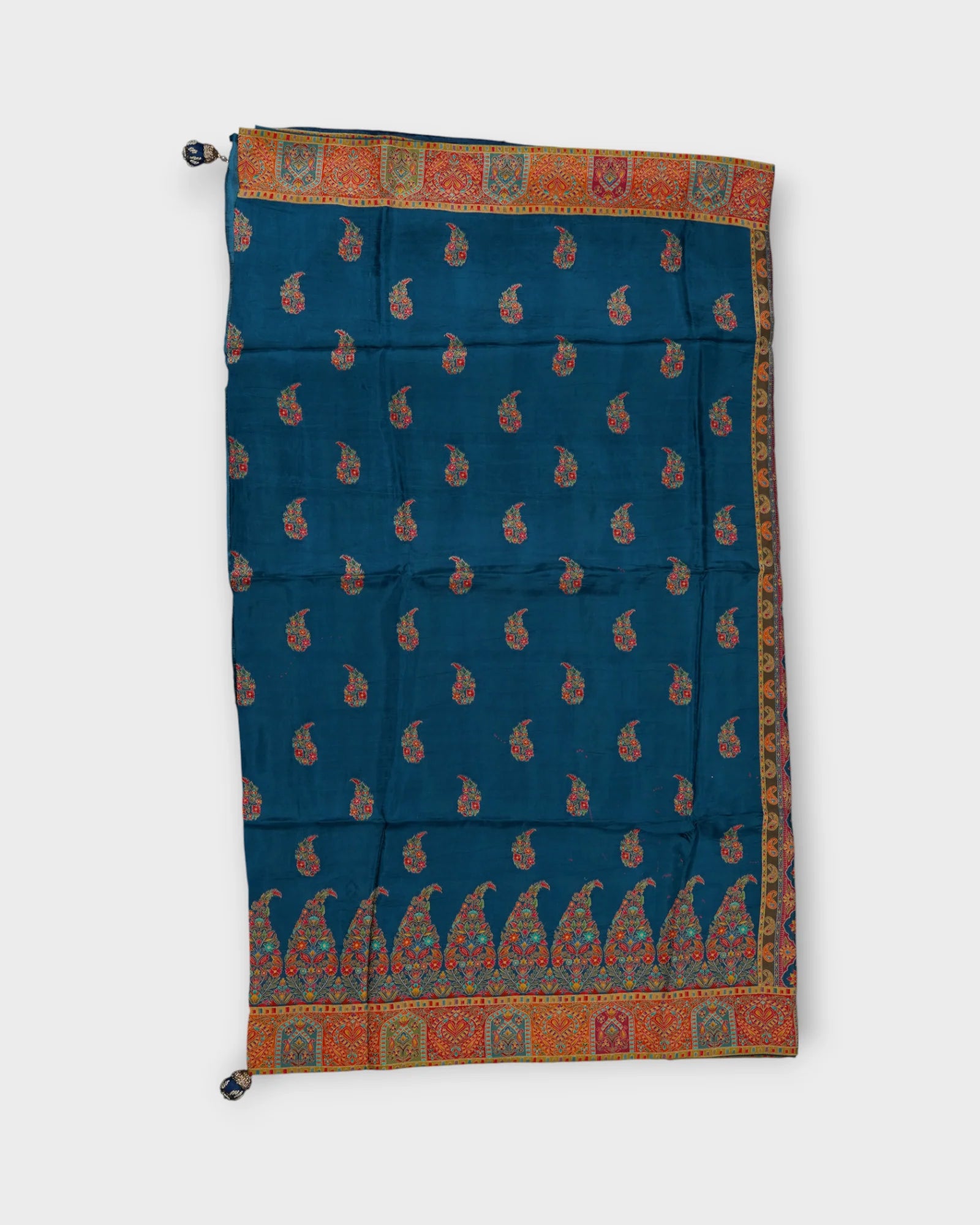 Enchanting Peacock Blue Kairi Dola Silk Saree
