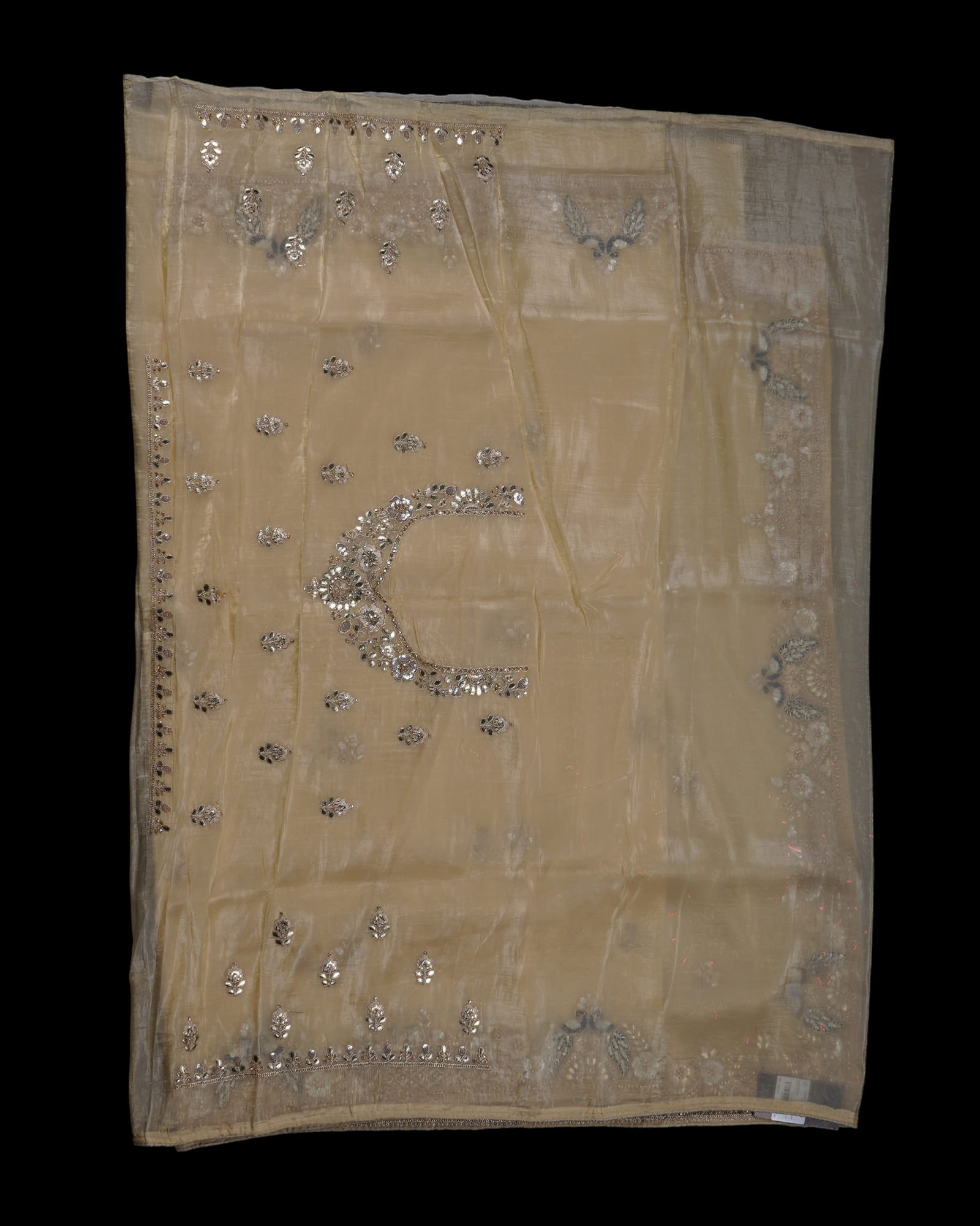 Cream Fendy Saree with Intricate Gold Detailing