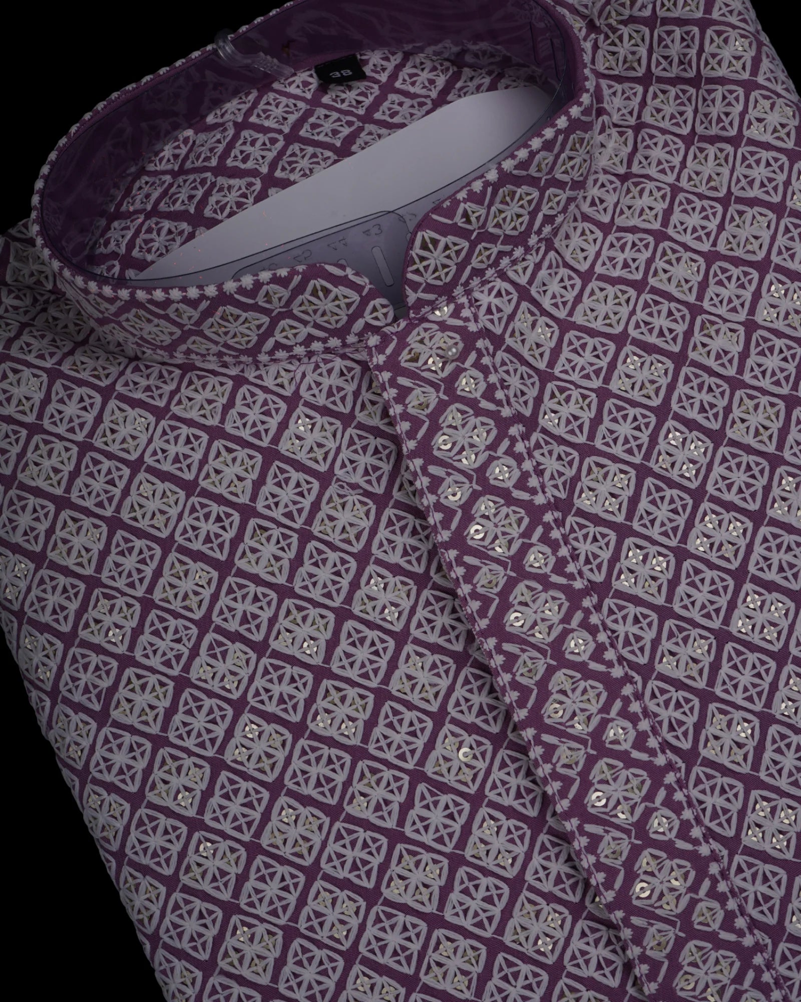 Cotton Blend Sequin Embroidered Kurta Pajama