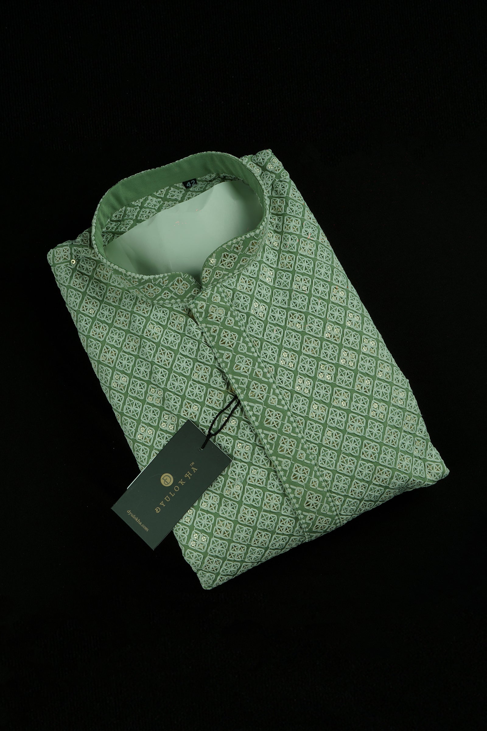 Cotton Blend Sequin Embroidered Kurta Pajama