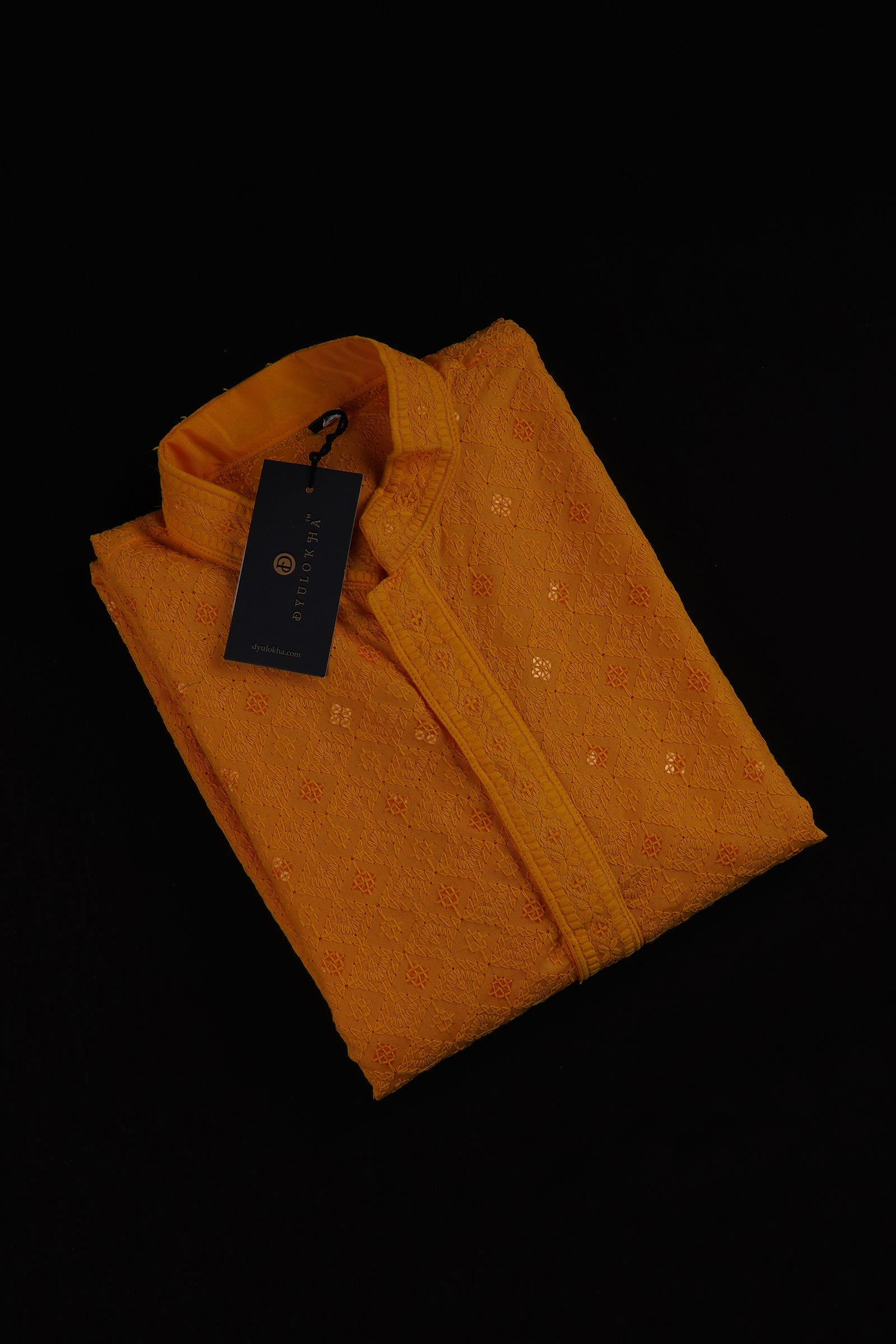 Cotton Blend Kurta Set with Sequins Detailing