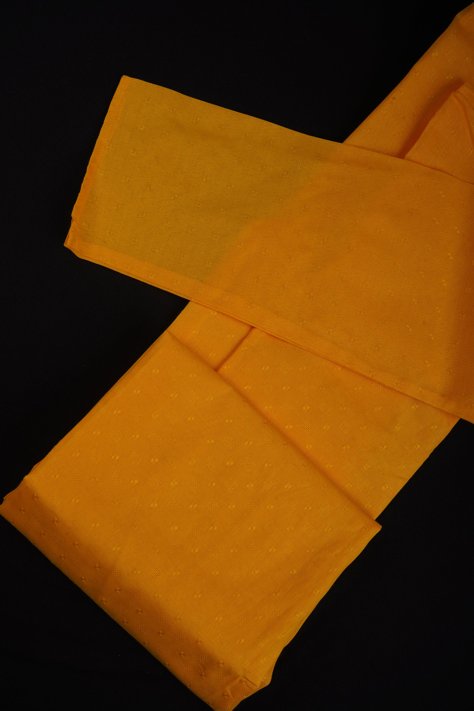 Textured Yellow Cotton Kurta Pajama