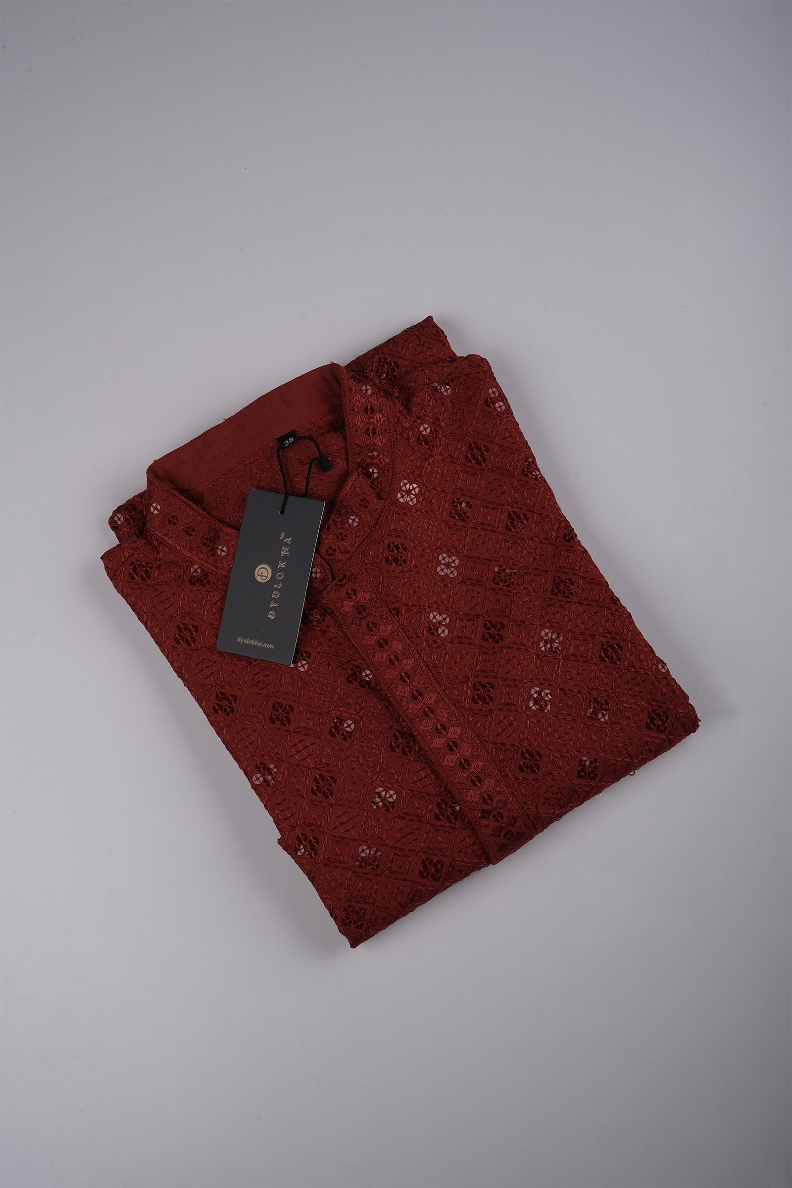 Block Print Sequin Embroidered Cotton Kurta Pajama