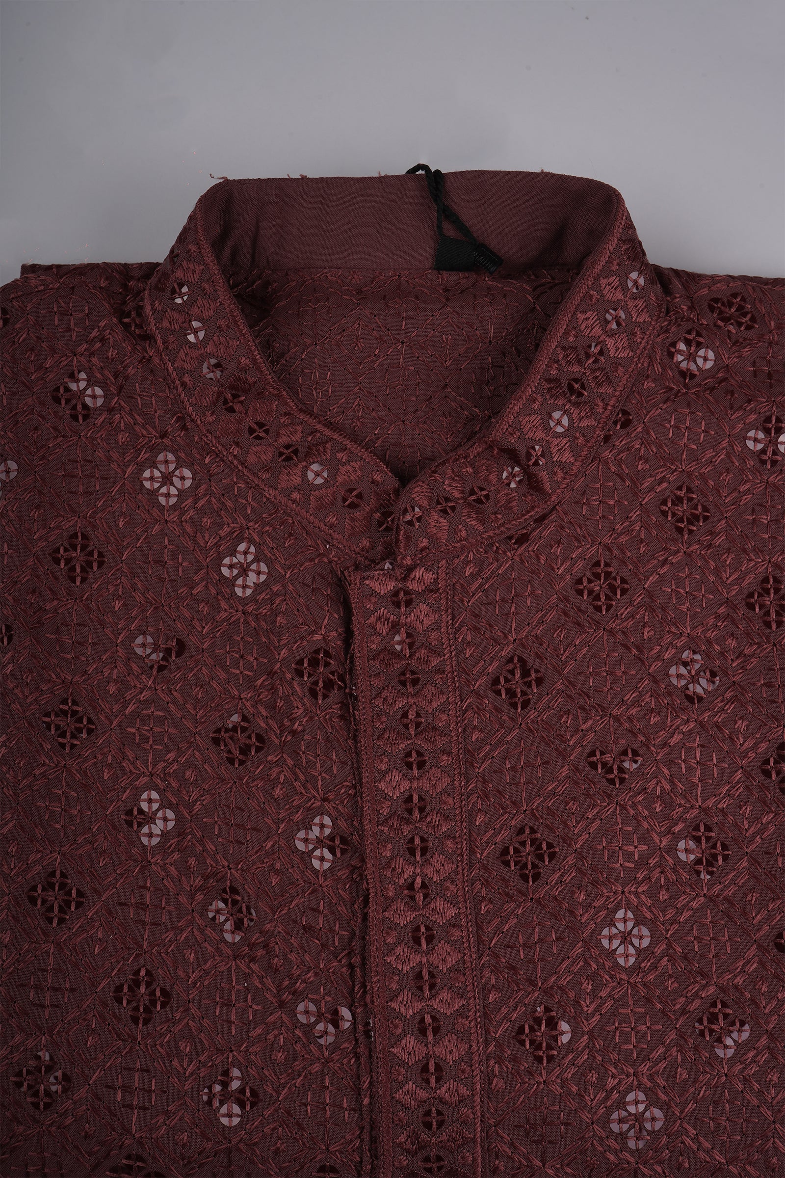 Block Print Sequin Embroidered Cotton Kurta Pajama