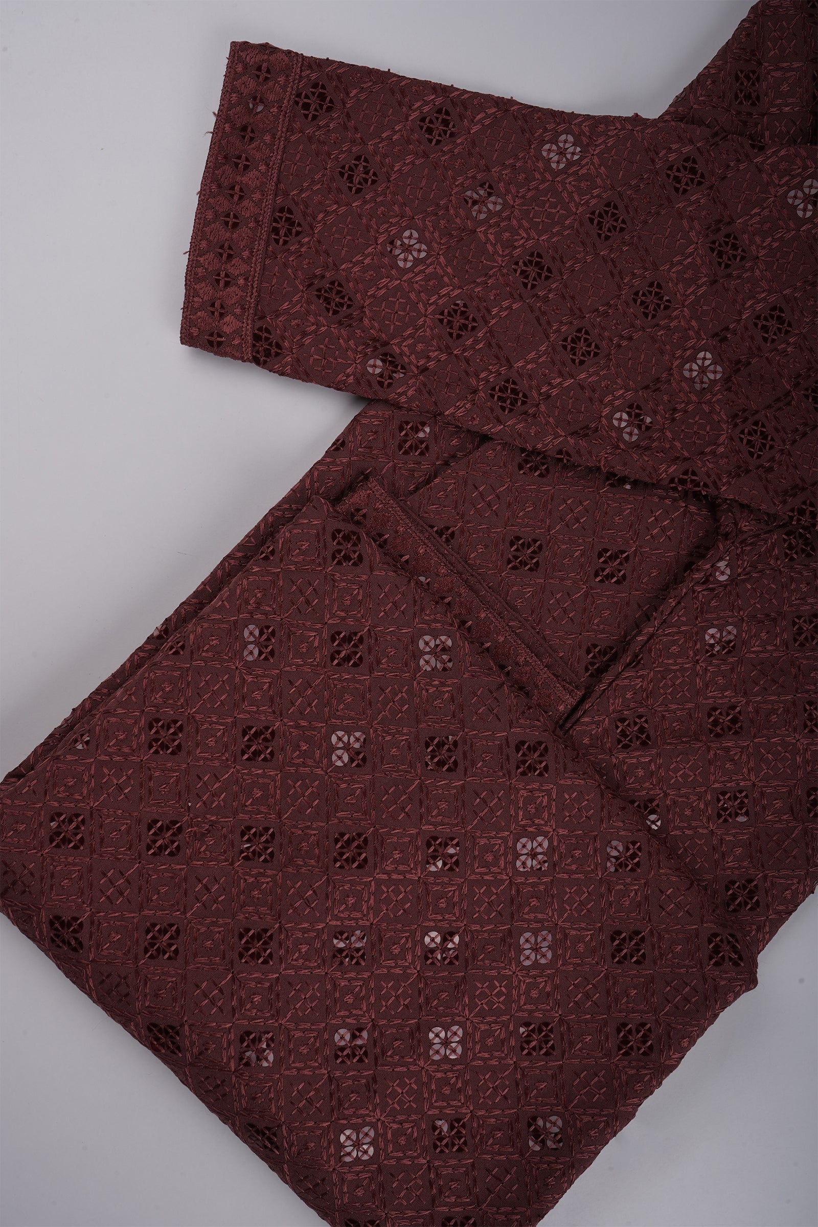 Block Print Sequin Embroidered Cotton Kurta Pajama
