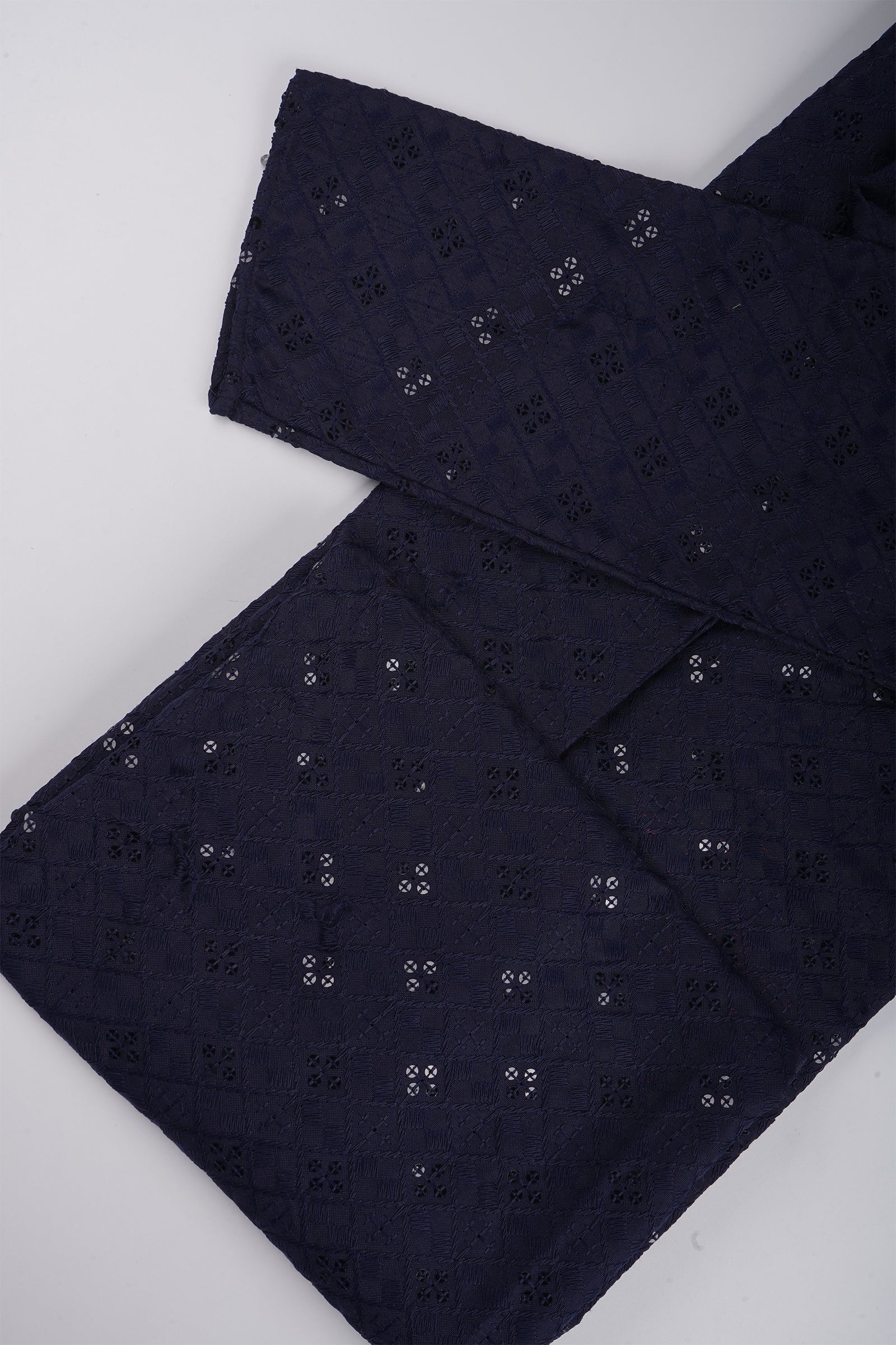 Block Print Sequin Embroidered Cotton Kurta Pajama
