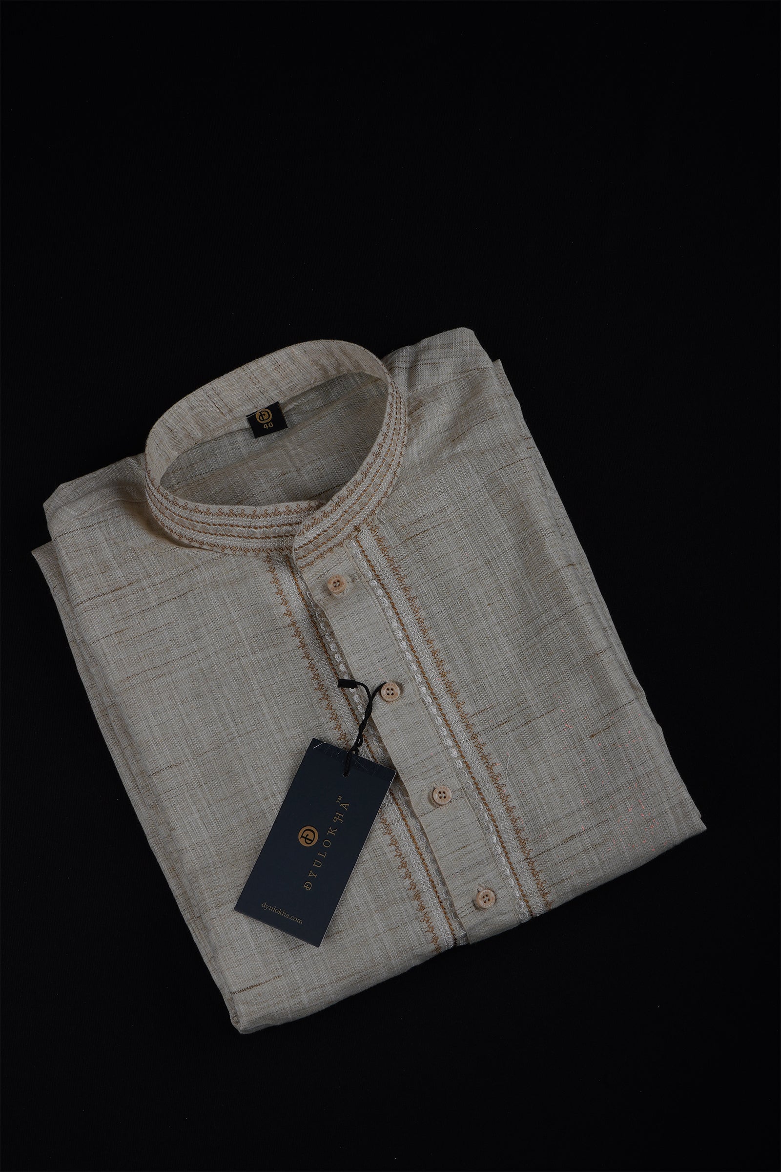 Khadi Cotton Kurta Pajama Set with Textured Design