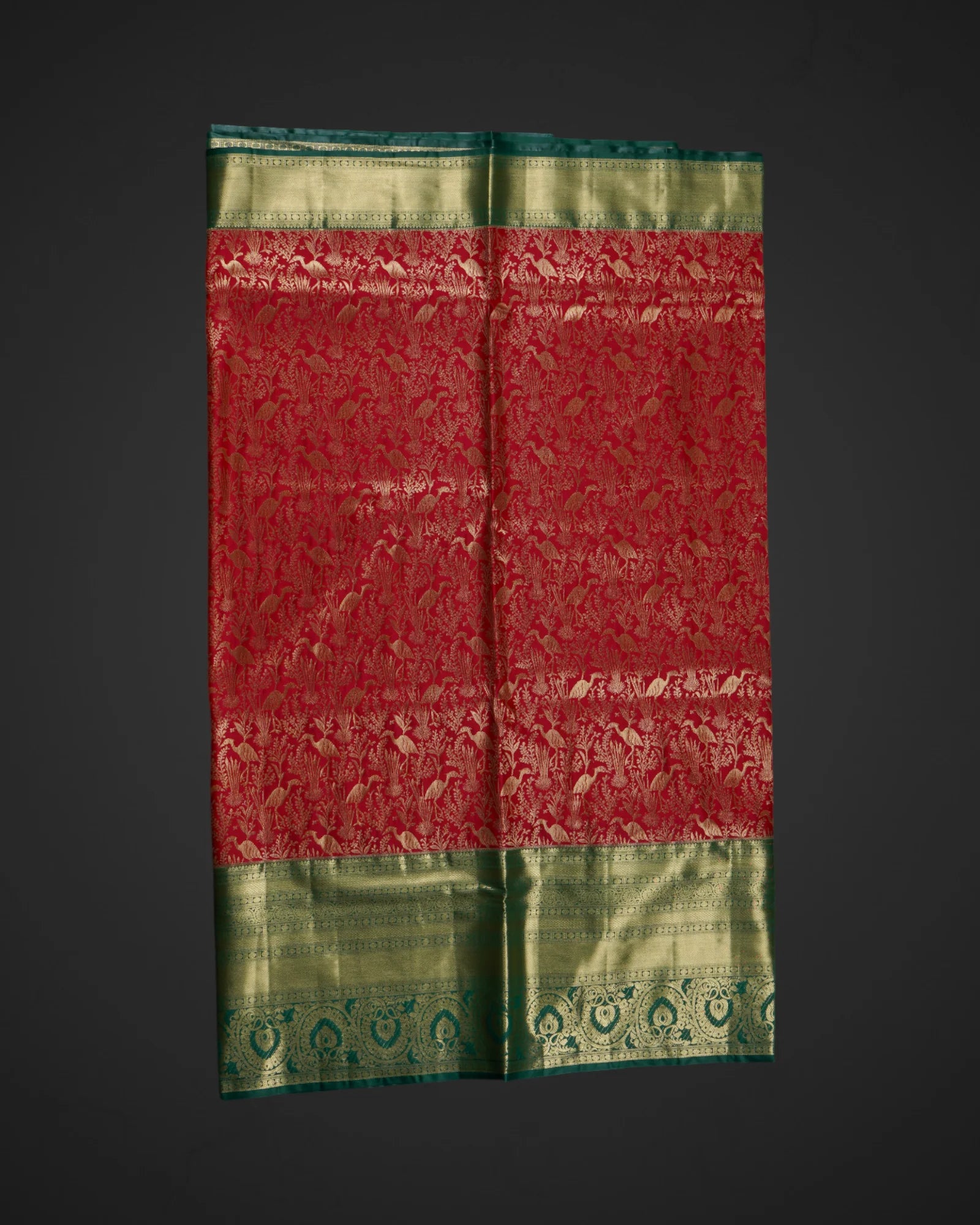 Bright Red Dharmavaram Silk Zari Saree