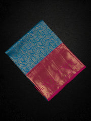 Blue Dharmavaram Silk Peacock Motif Saree