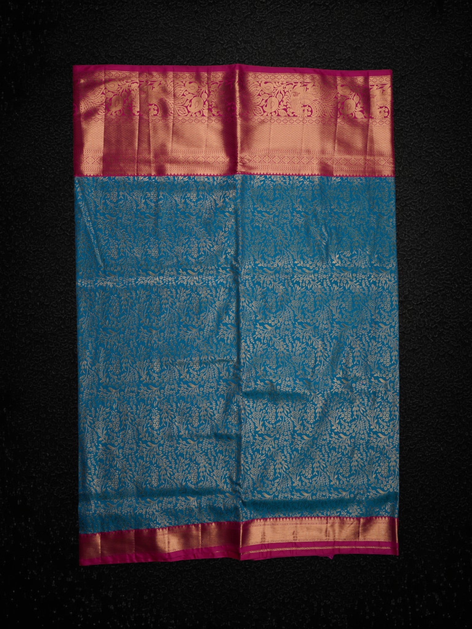 Blue Dharmavaram Silk Peacock Motif Saree