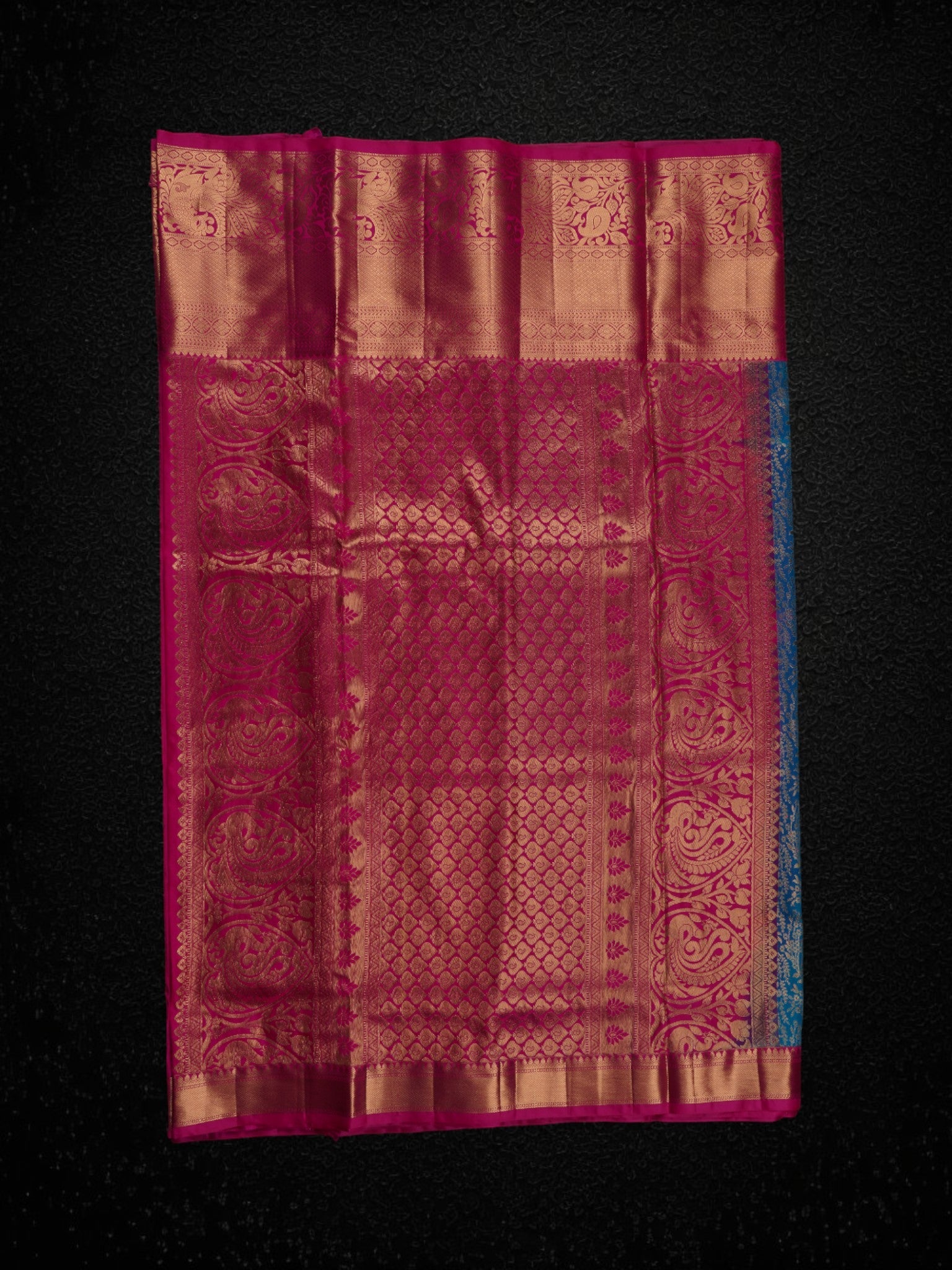 Blue Dharmavaram Silk Peacock Motif Saree