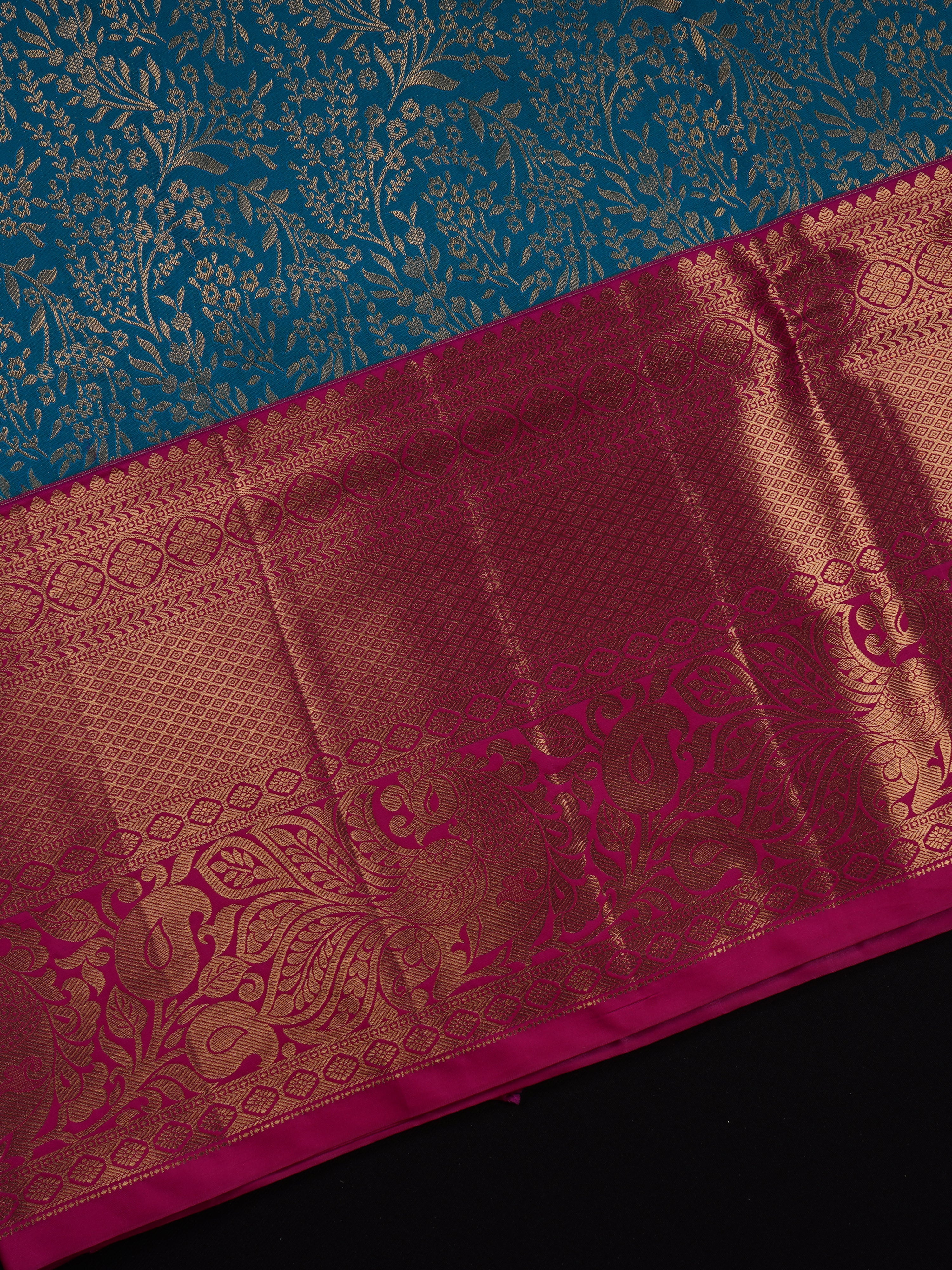 Blue Dharmavaram Silk Peacock Motif Saree