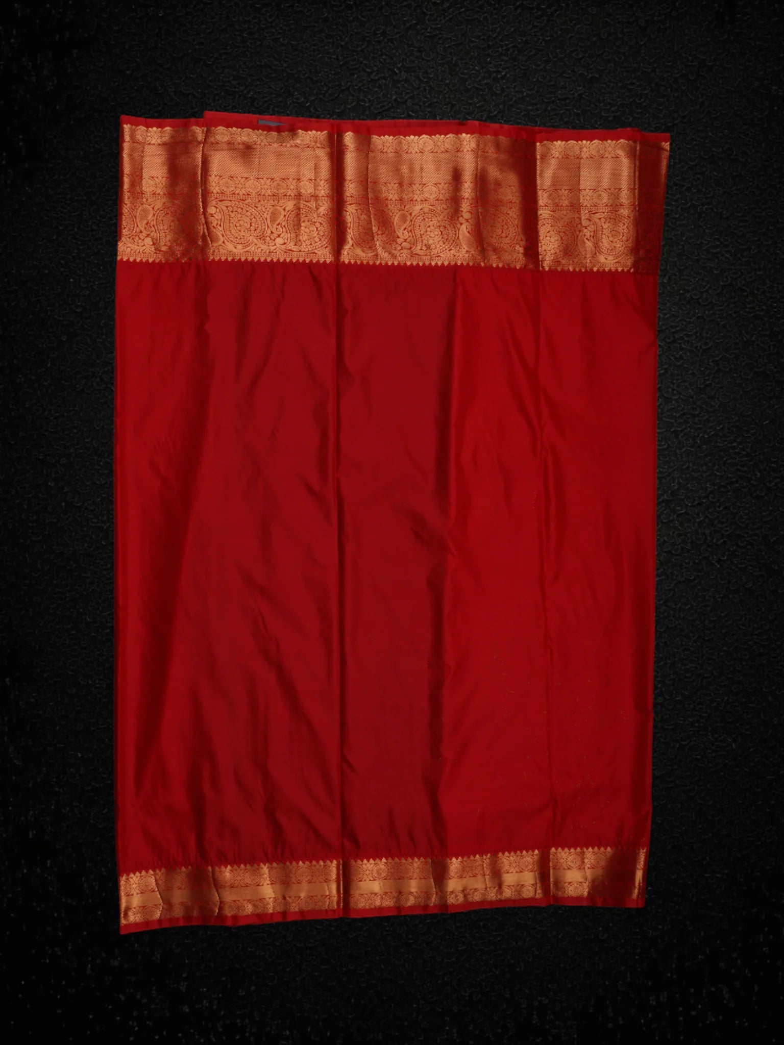 Blue Dharmavaram Silk Saree With Gold Zari Leaves