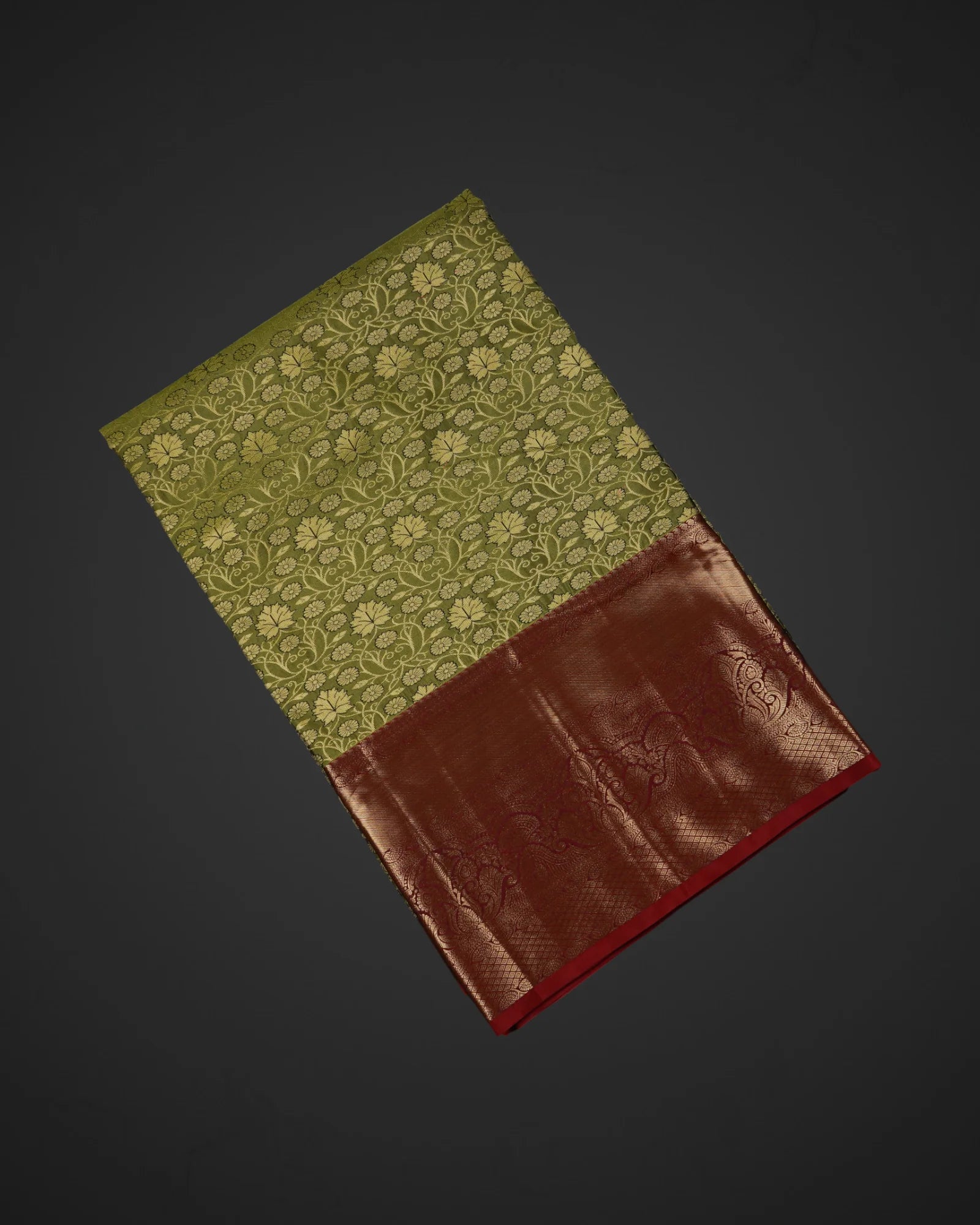 Mehendi Green Dharmavaram Silk Gold Zari Saree