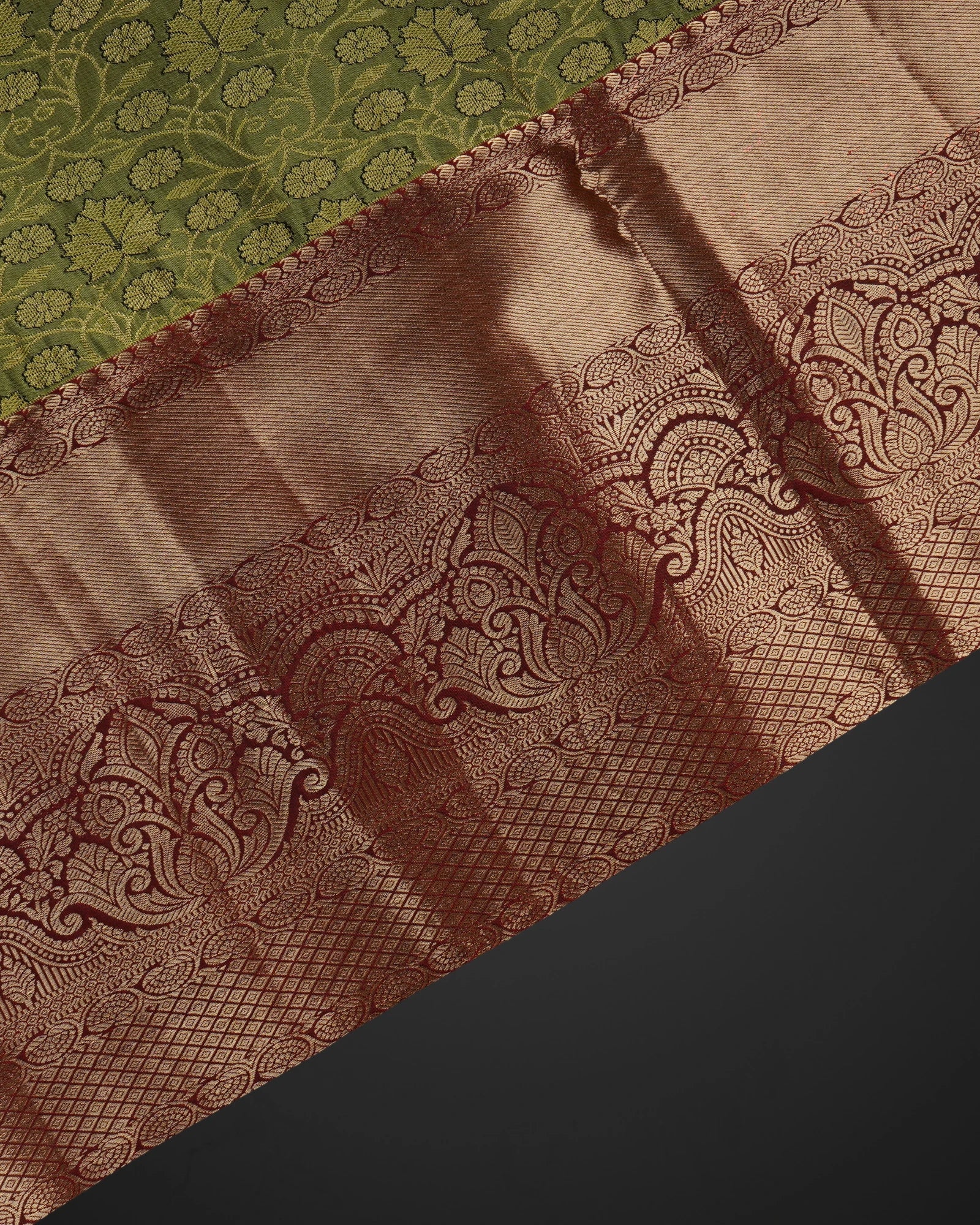 Mehendi Green Dharmavaram Silk Gold Zari Saree