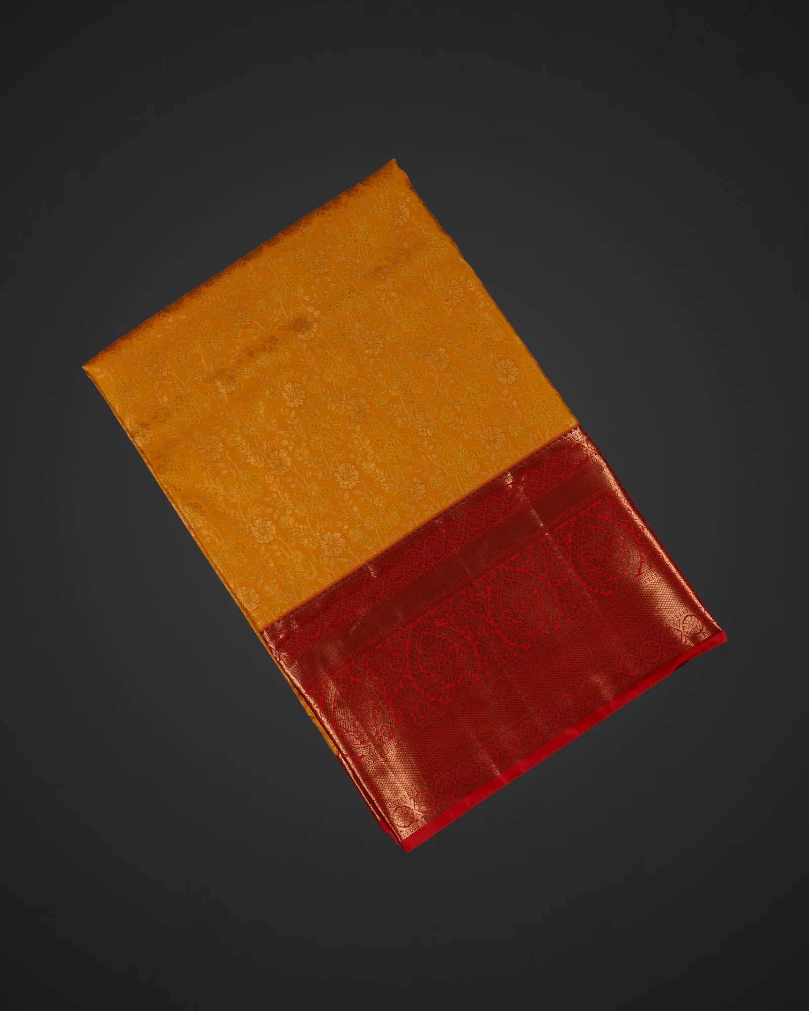 Orange Dharmavaram Silk Saree with Gold Zari