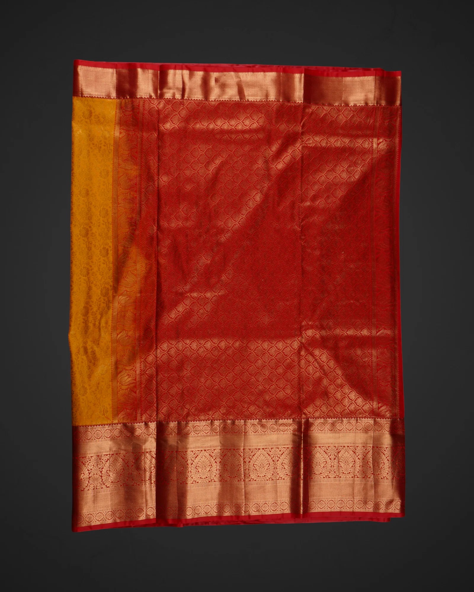 Orange Dharmavaram Silk Saree with Gold Zari