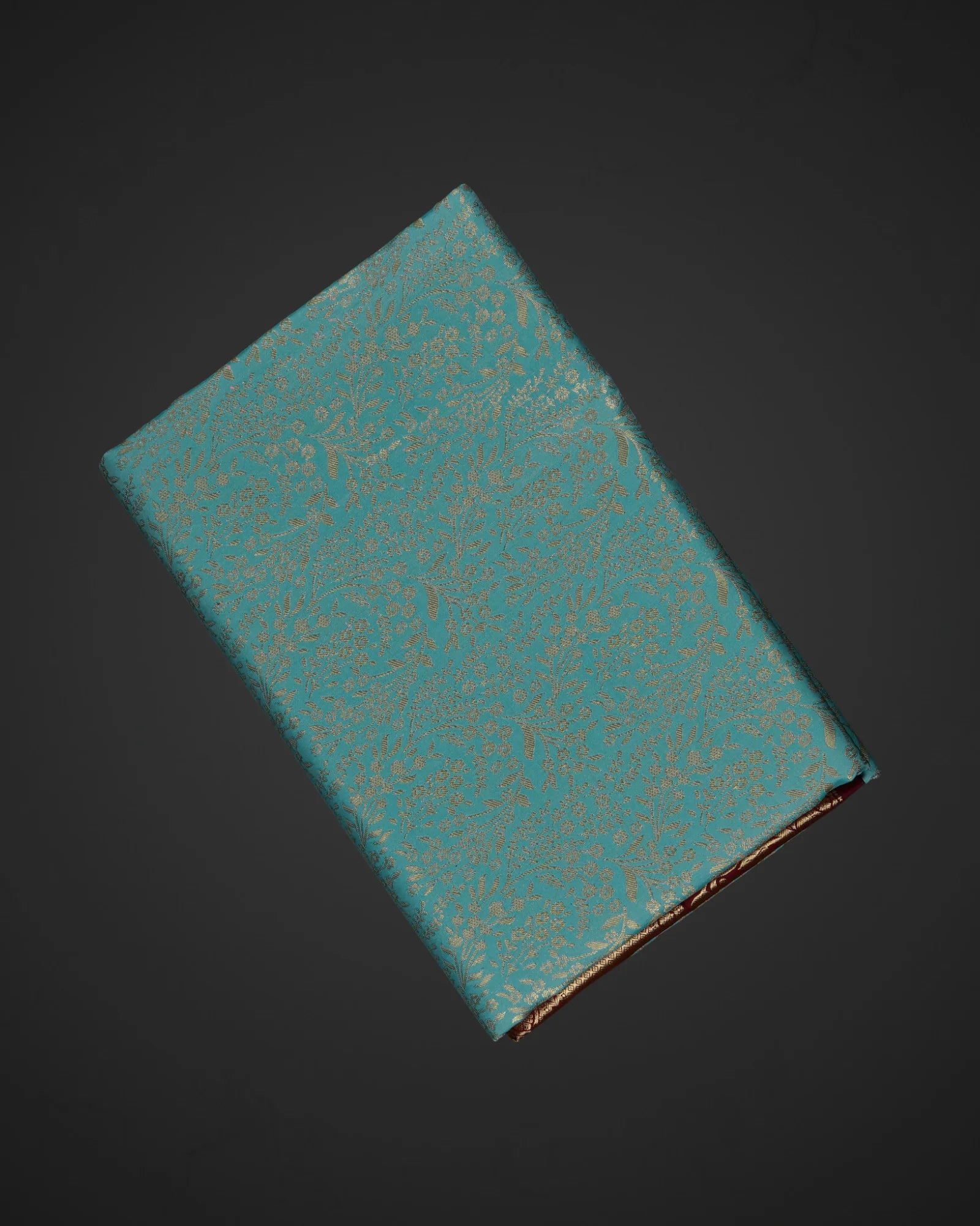 Turquoise Silk Dharmavaram Saree With Gold Flourish