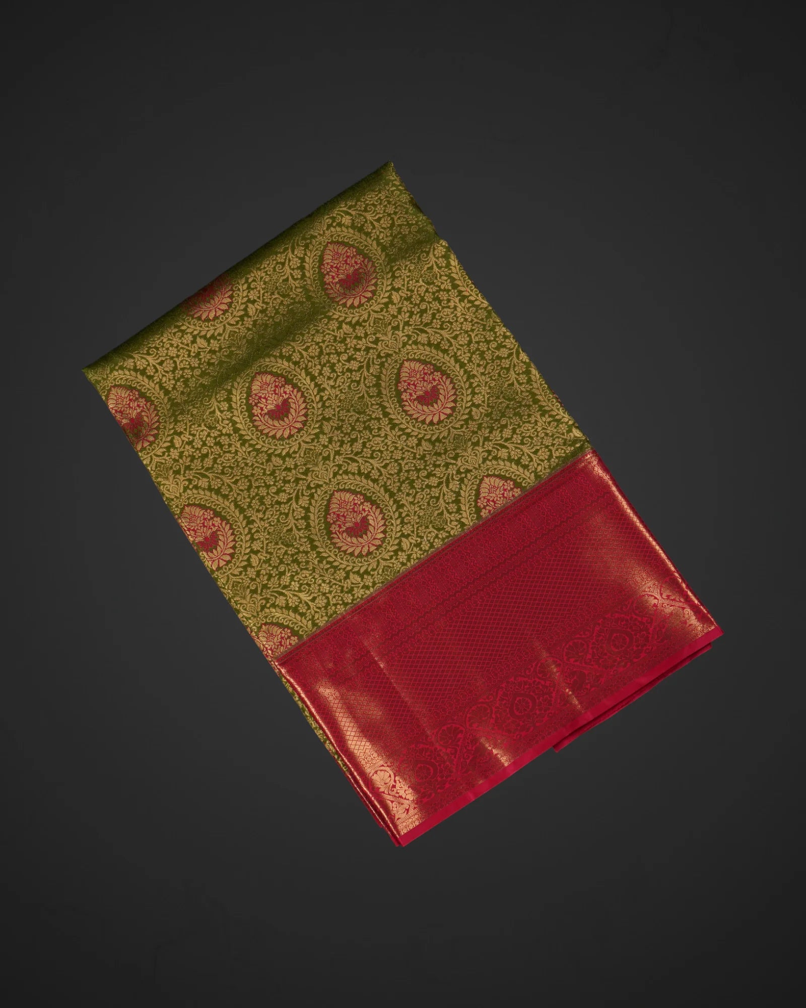 Mehendi Green Dharmavaram Silk Zari Saree