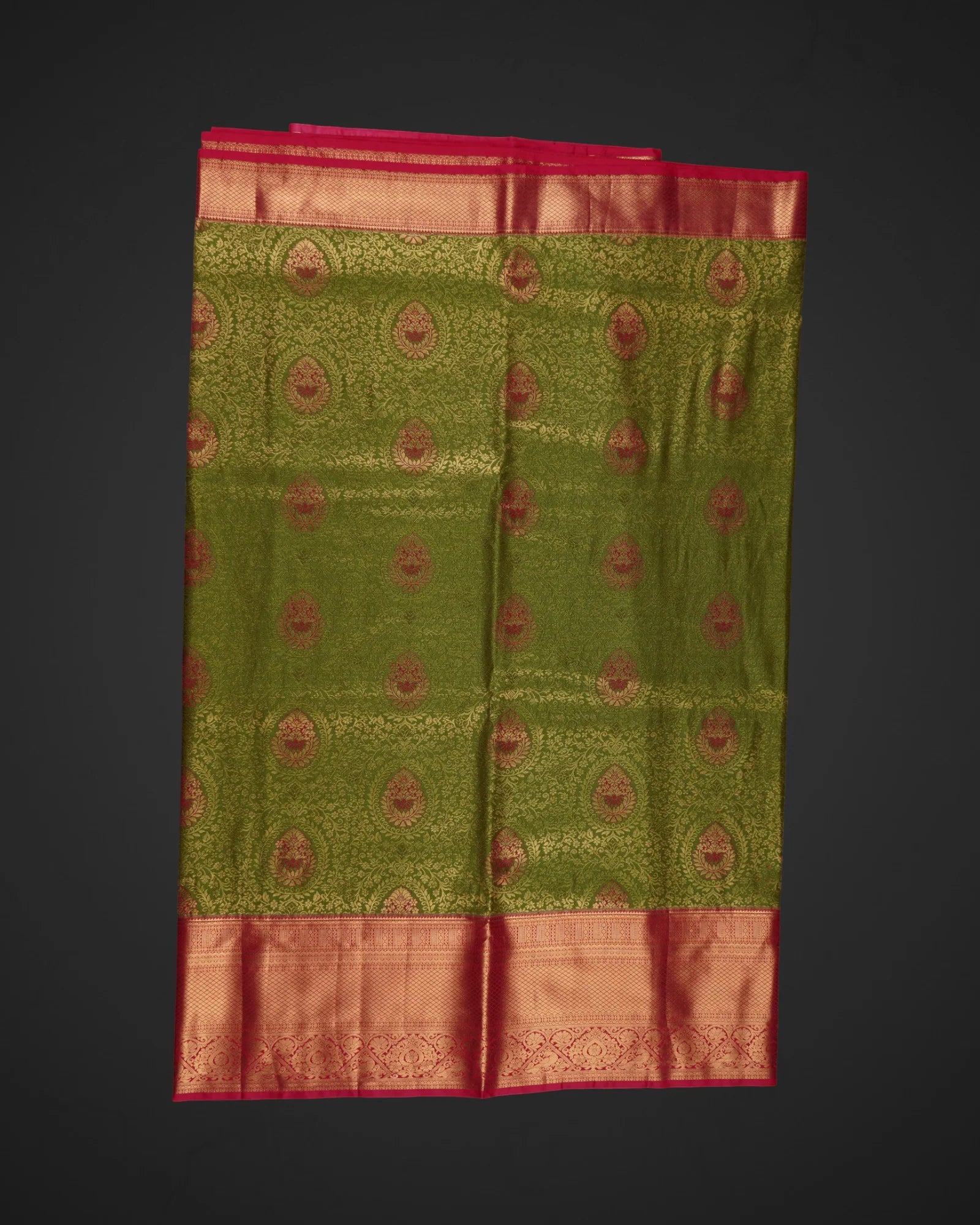 Mehendi Green Dharmavaram Silk Zari Saree