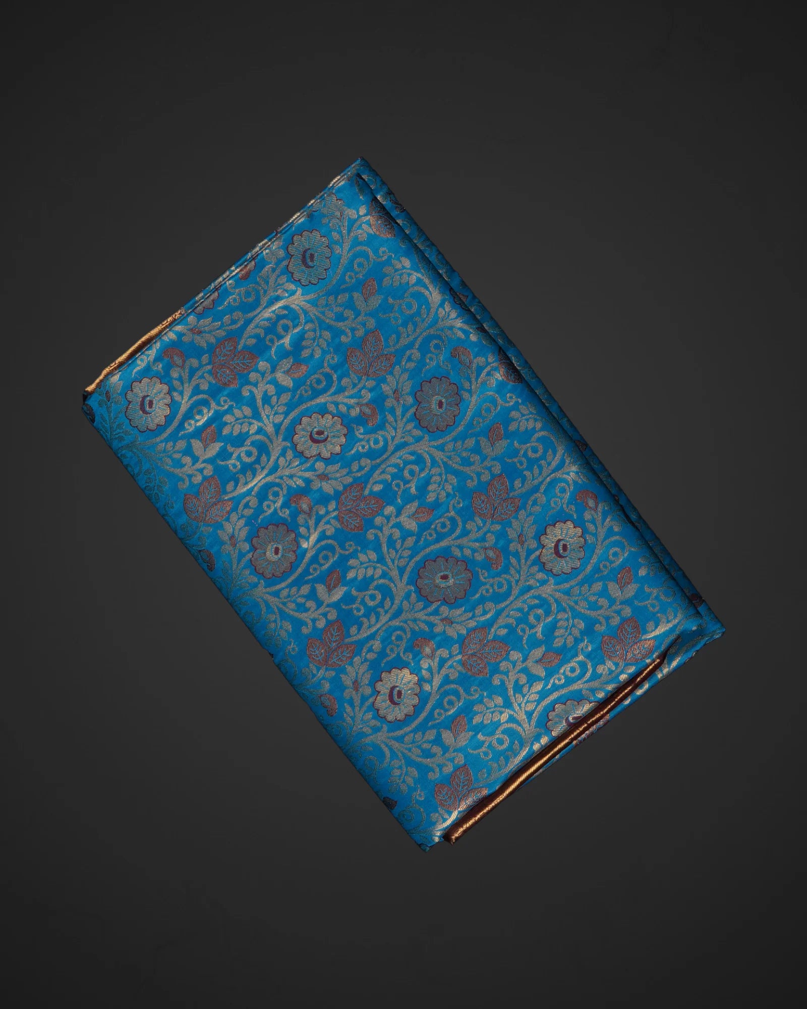 Blue Semi Pattu Silk Saree With Gold Zari Border