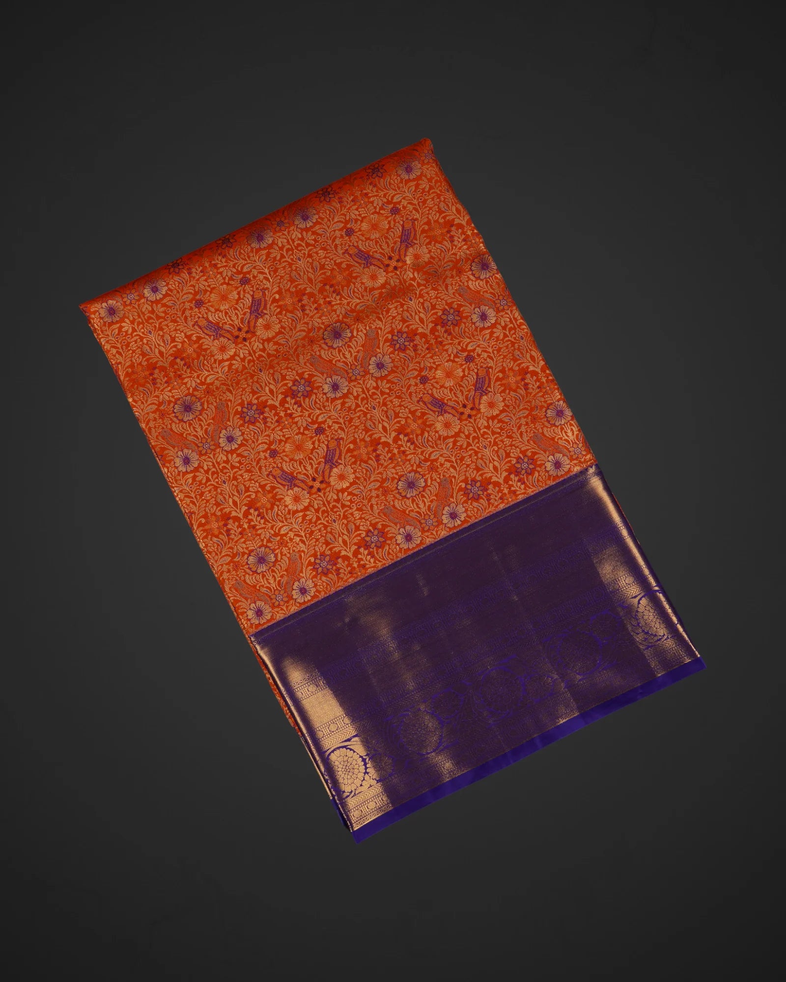 Orange Dharmavaram Silk Saree