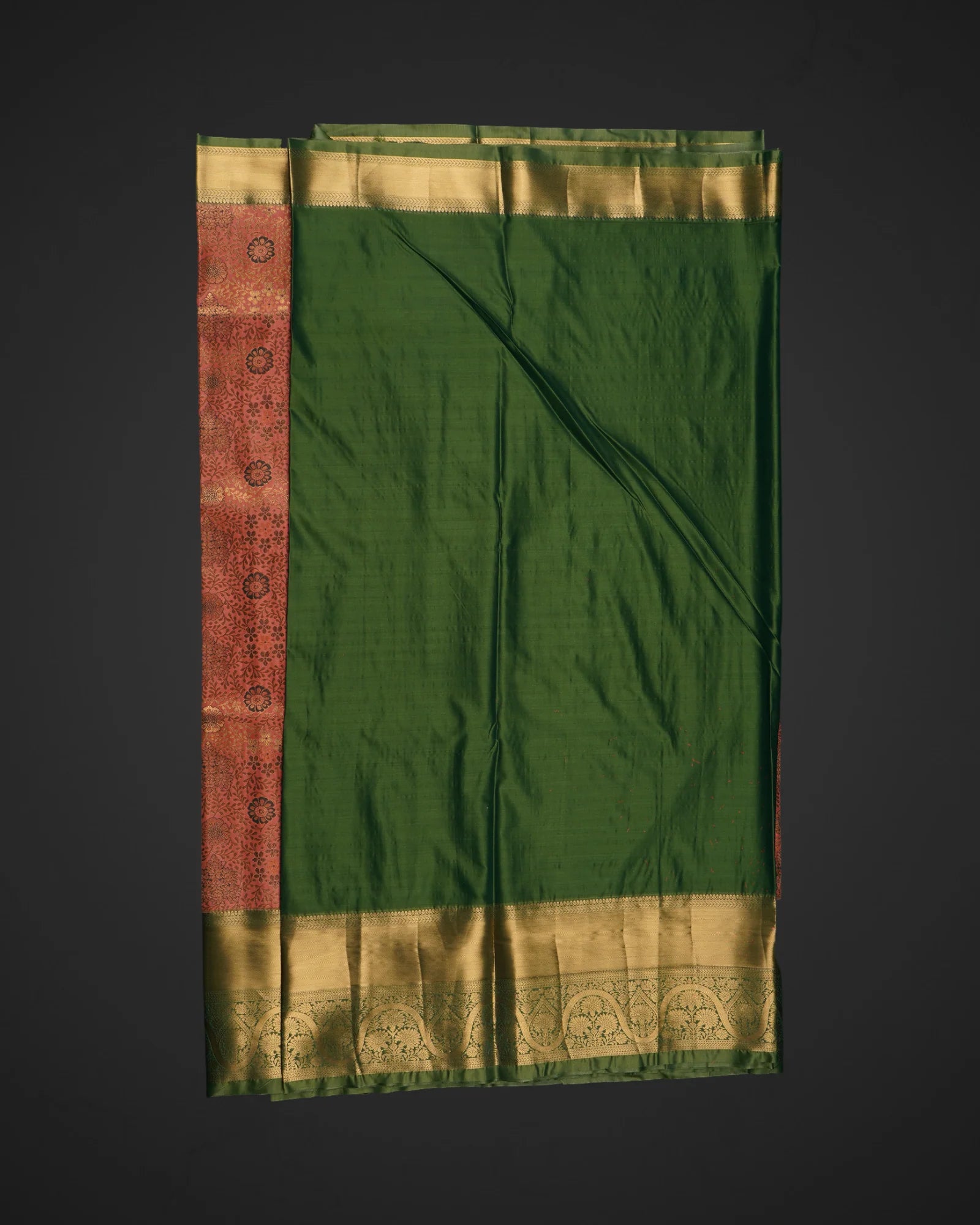 Peach Dharmavaram Silk Zari Blossom Saree