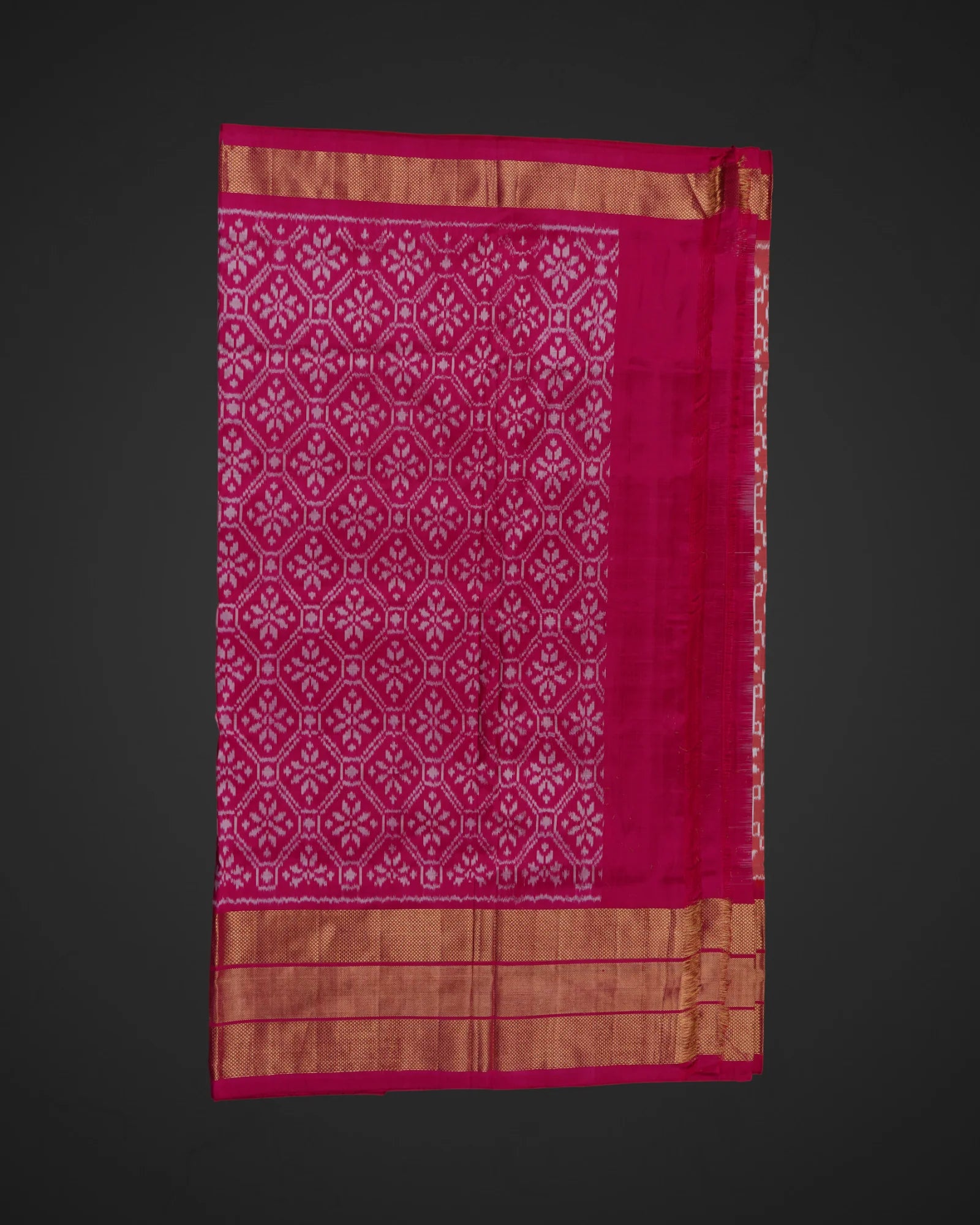 Red Pochampally Silk Ikkat Woven Saree
