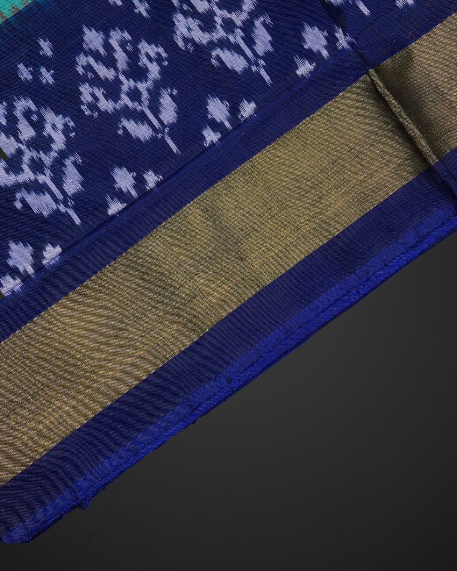 Teal Ikkat Silk Woven Saree