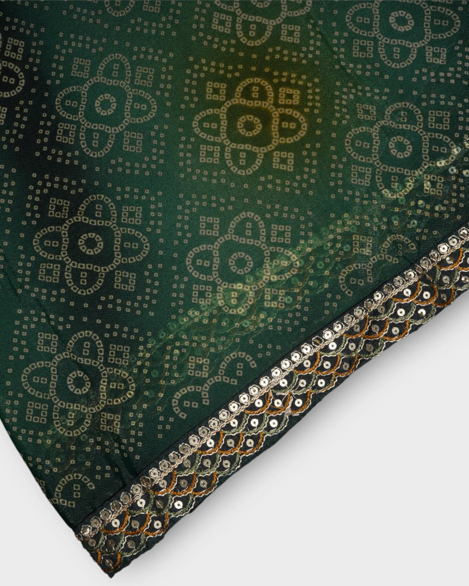 Green Bandhani Silk Saree With Blouse