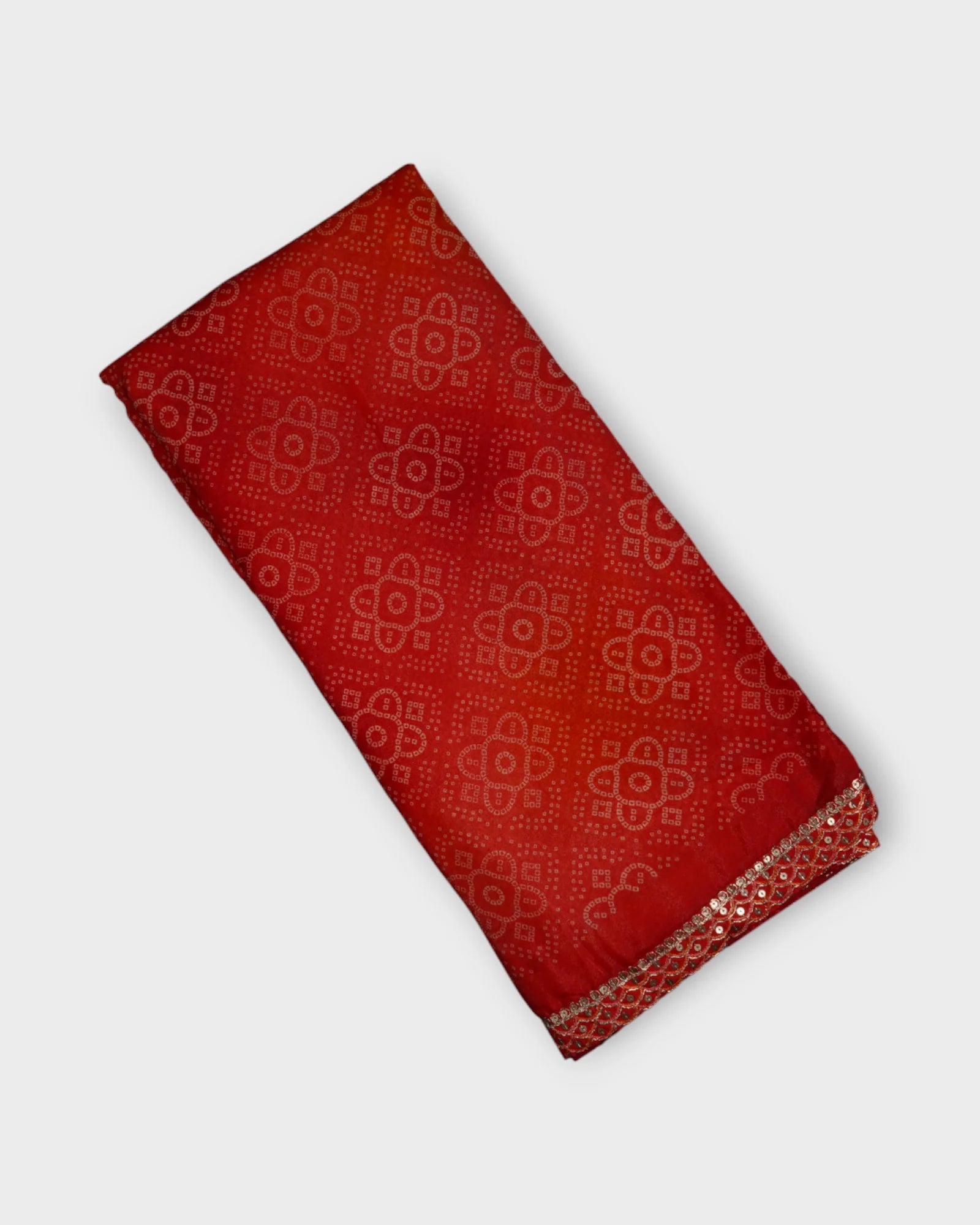 Red Cotton Bandhani Printed Saree