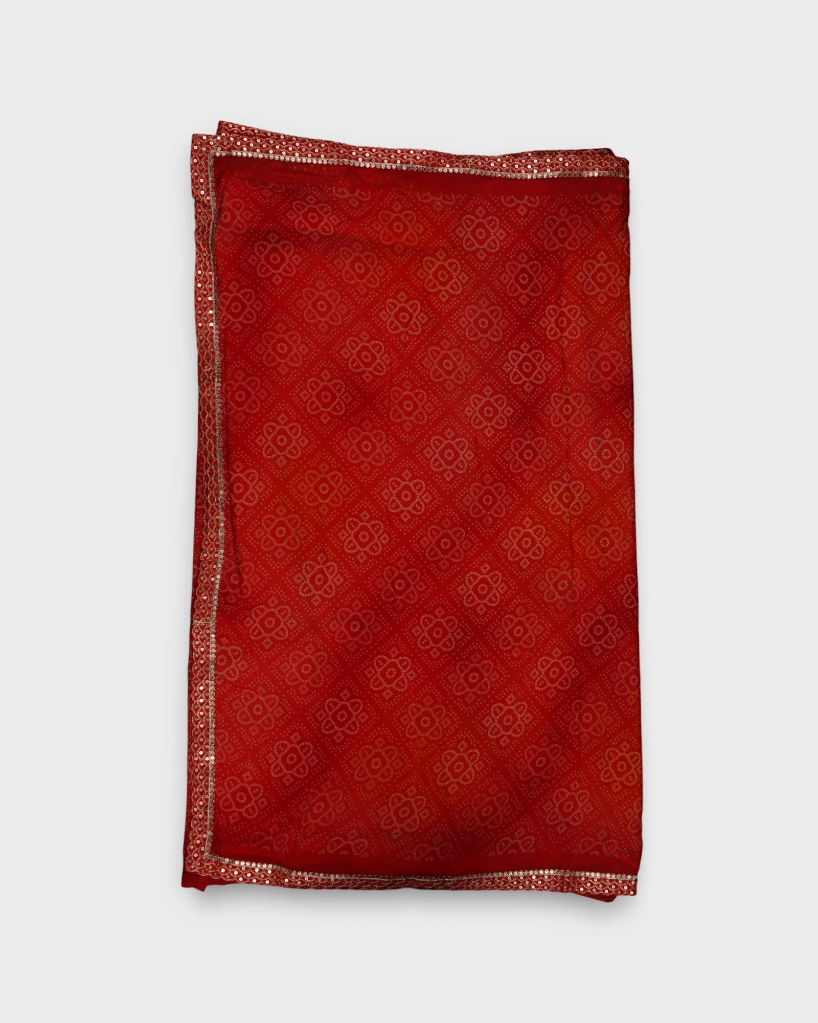 Red Cotton Bandhani Printed Saree