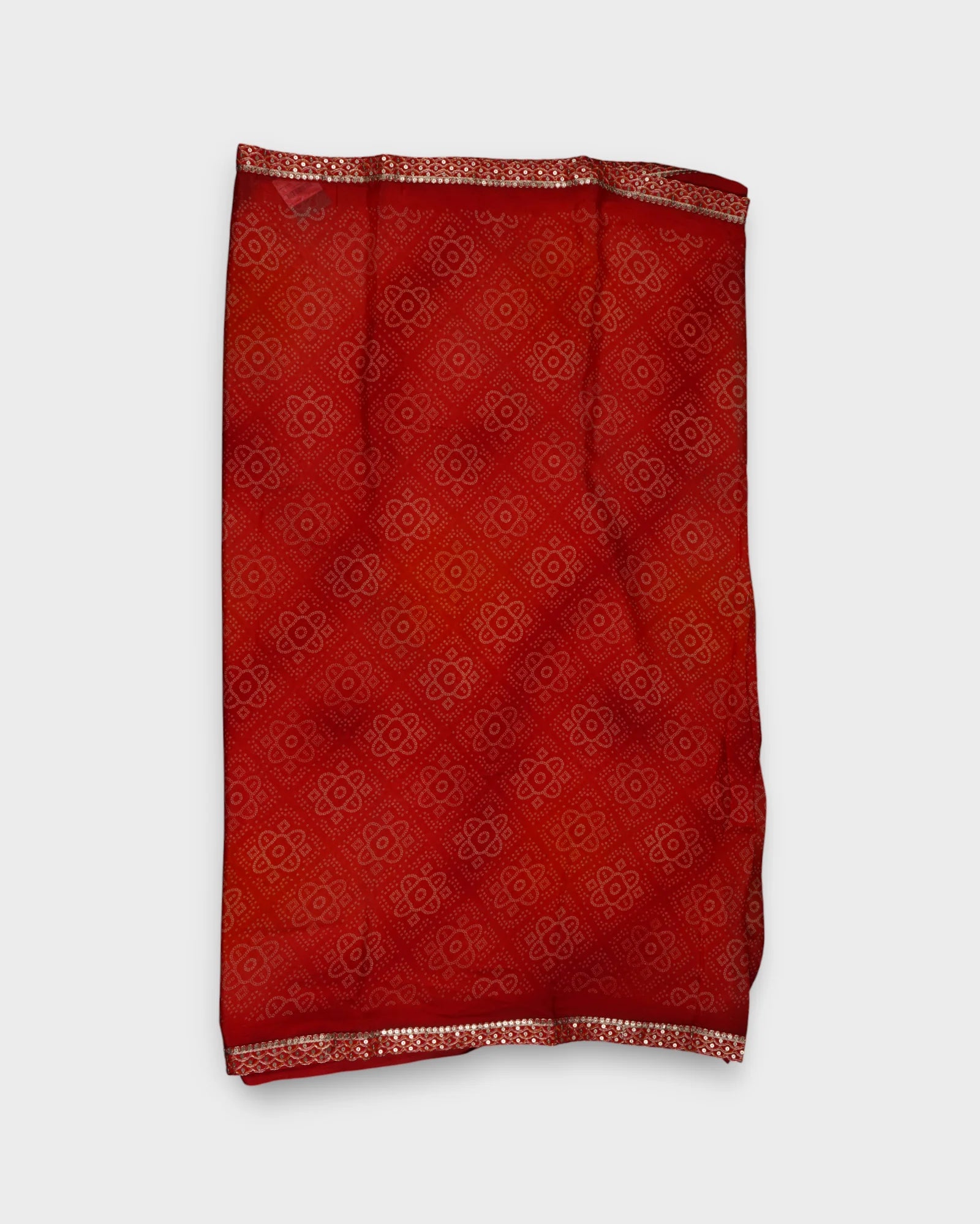 Red Cotton Bandhani Printed Saree