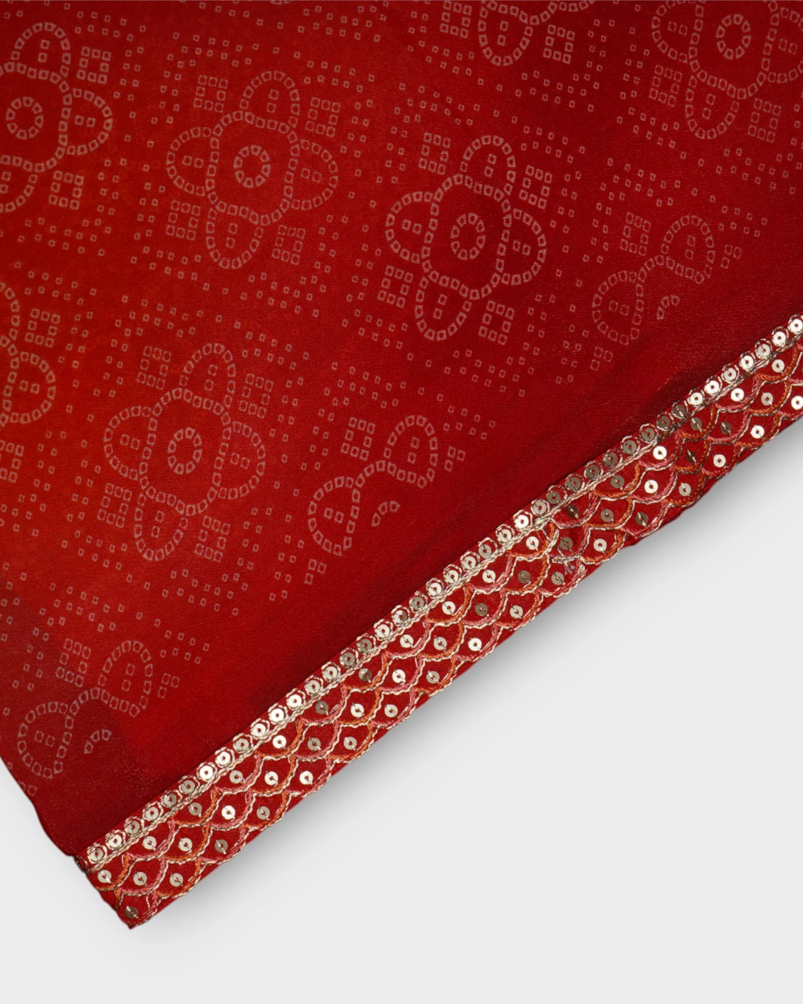 Red Cotton Bandhani Printed Saree