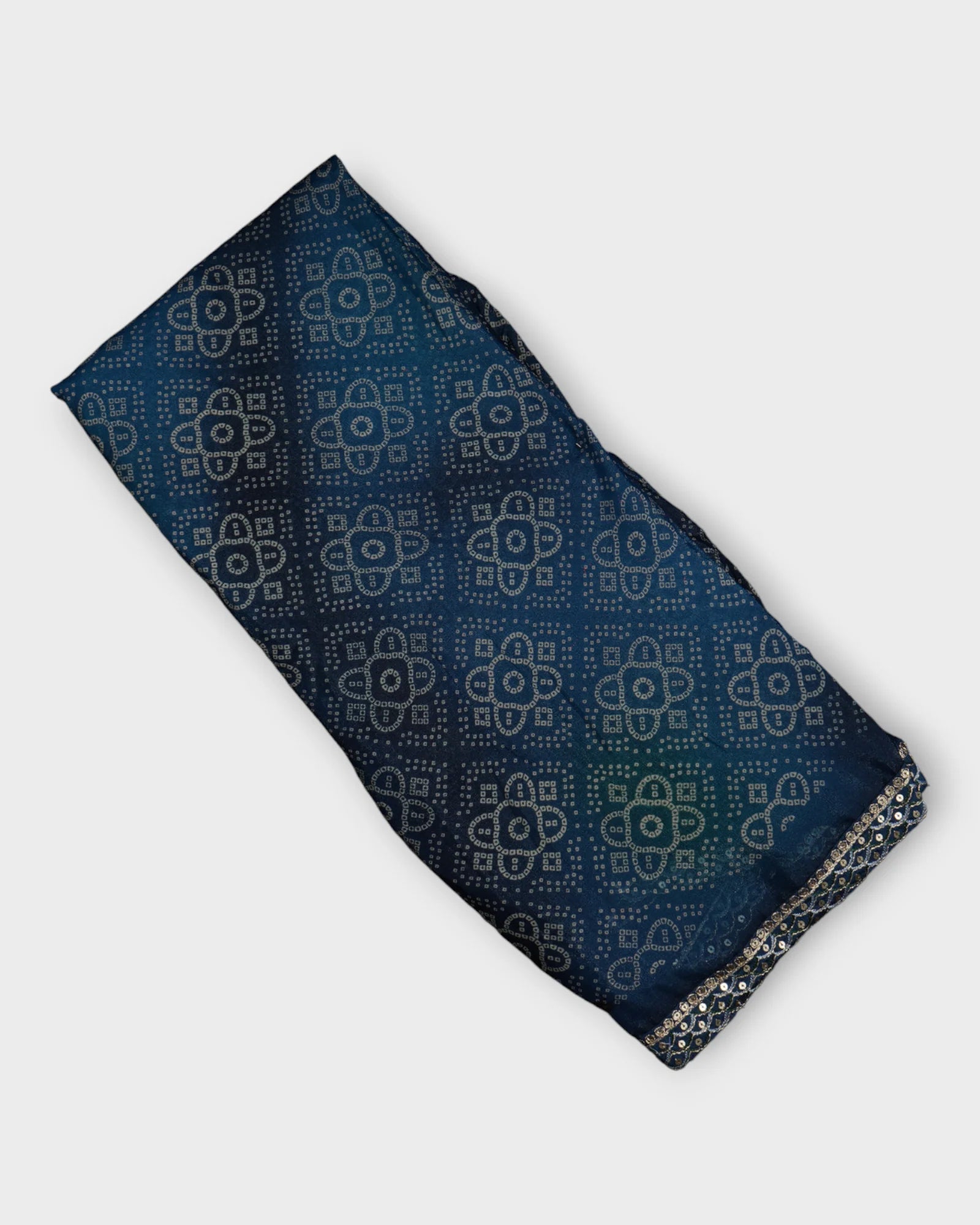 Blue Raw Silk Bandhani Printed Saree