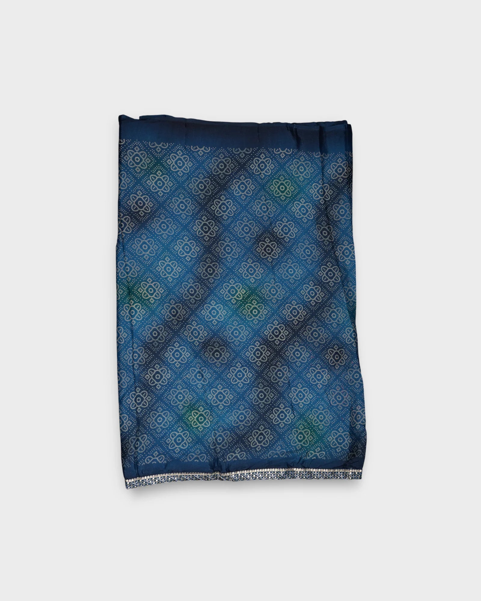 Blue Raw Silk Bandhani Printed Saree