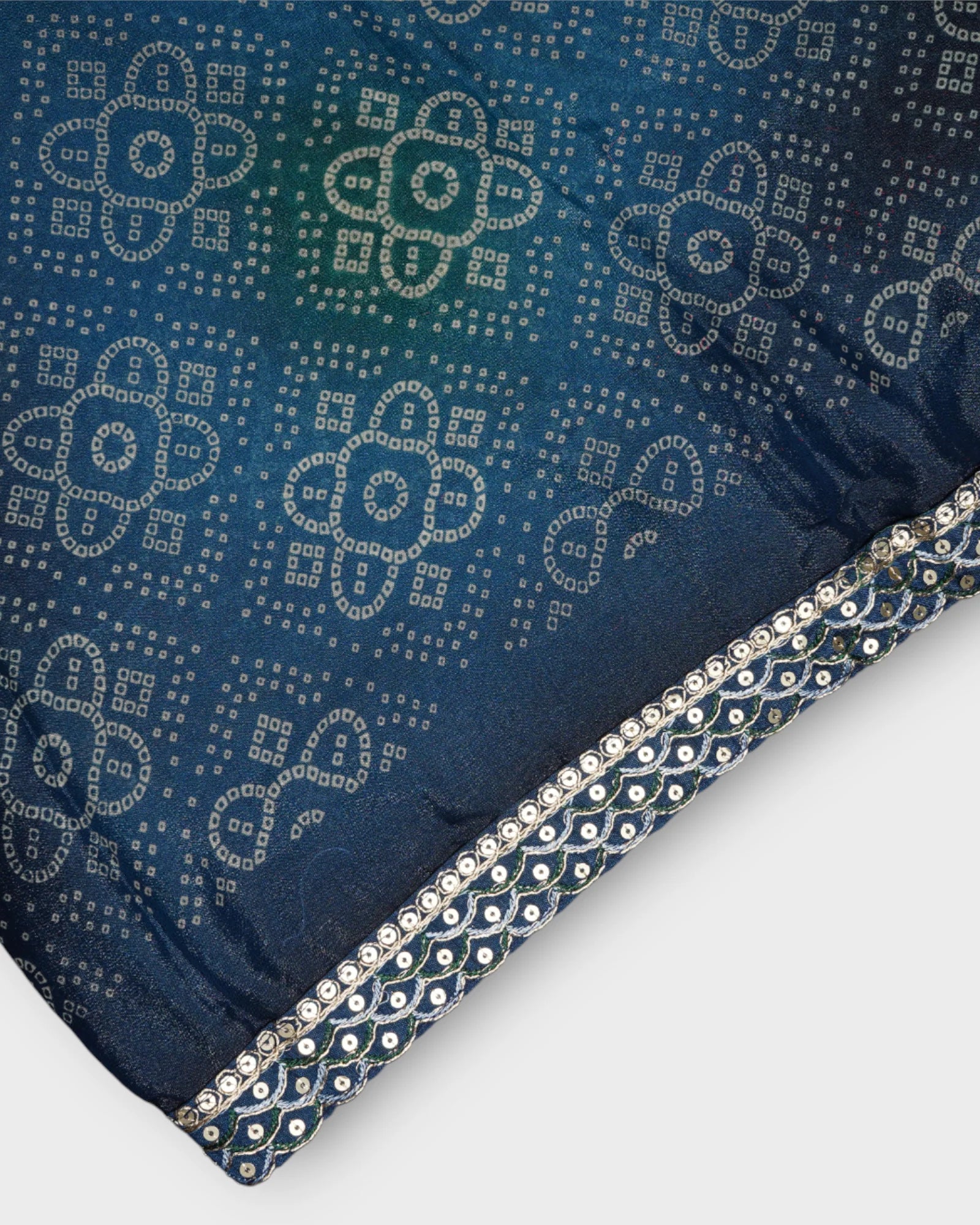 Blue Raw Silk Bandhani Printed Saree