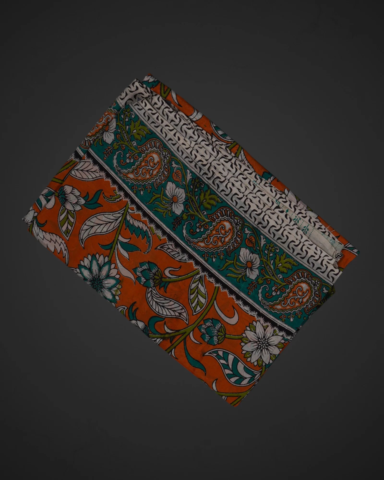Orange Silk Kalamkari Printed Saree