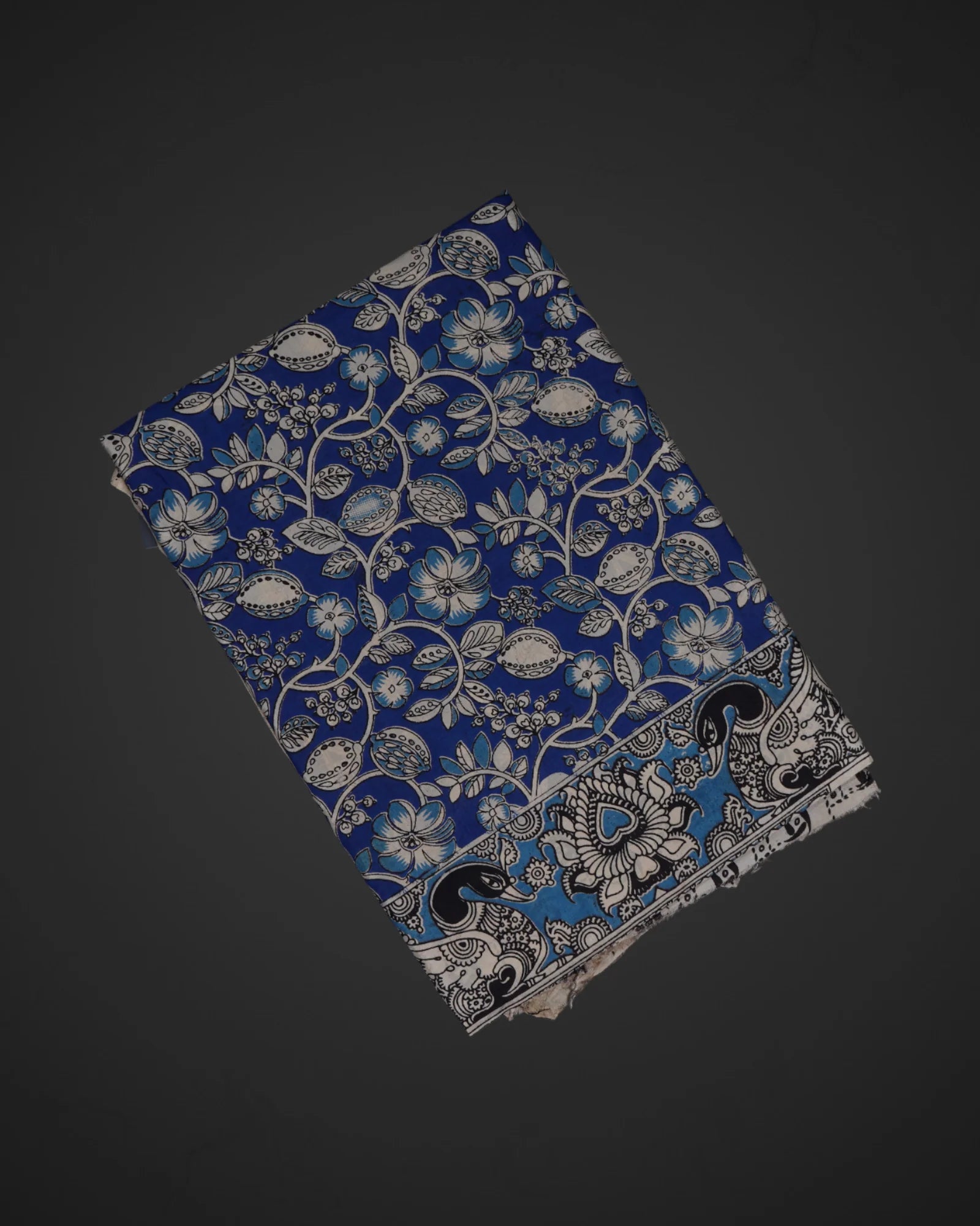Royal Blue Kalamkari Silk Printed Saree