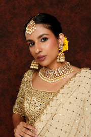 Royal Gold Choker with White Kundan and Pearls