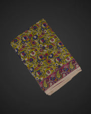 Mehendi Green Silk Kalamkari Printed Saree