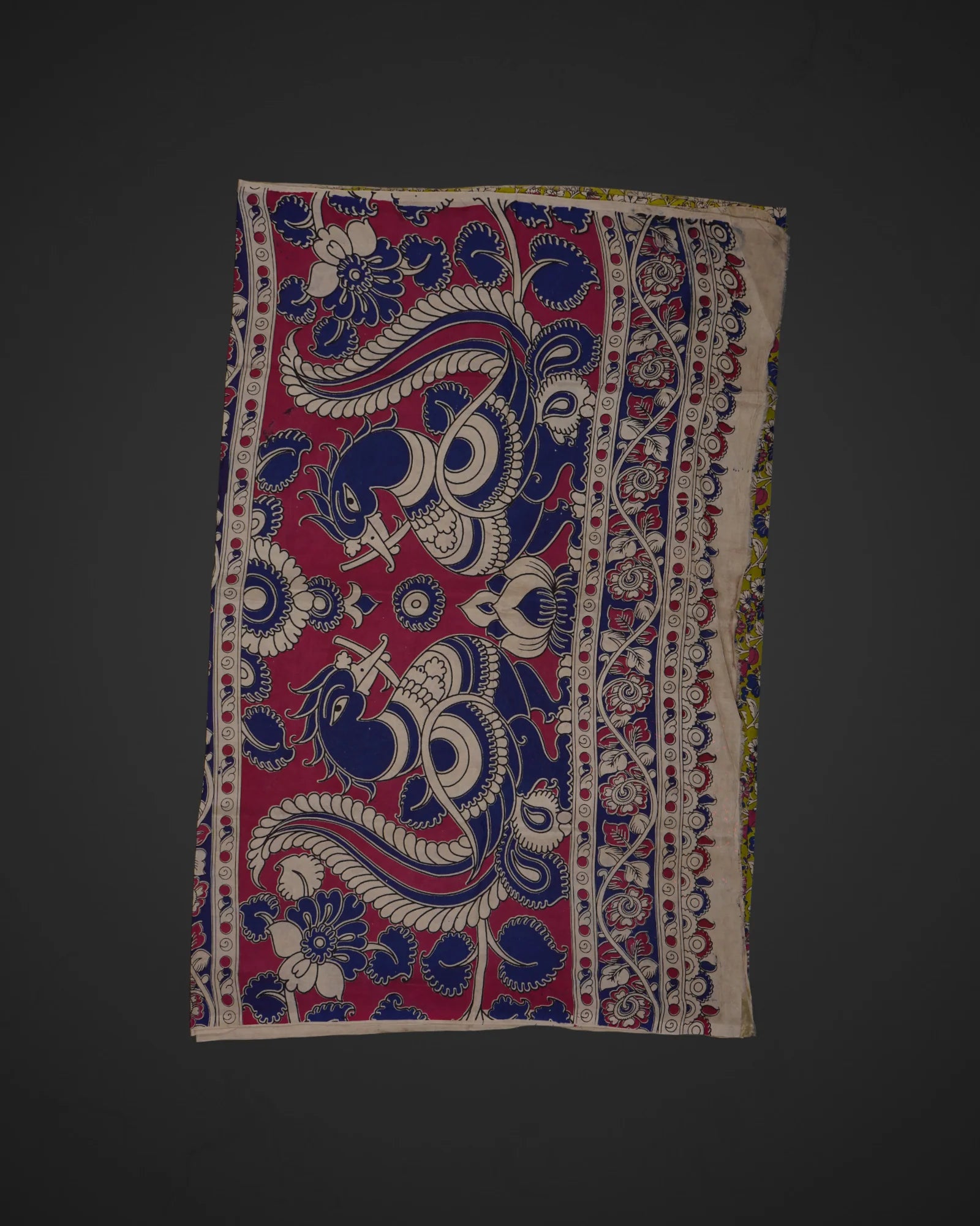 Mehendi Green Silk Kalamkari Printed Saree