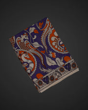 Vibrant Floral Peacock Kalamkari Silk Saree