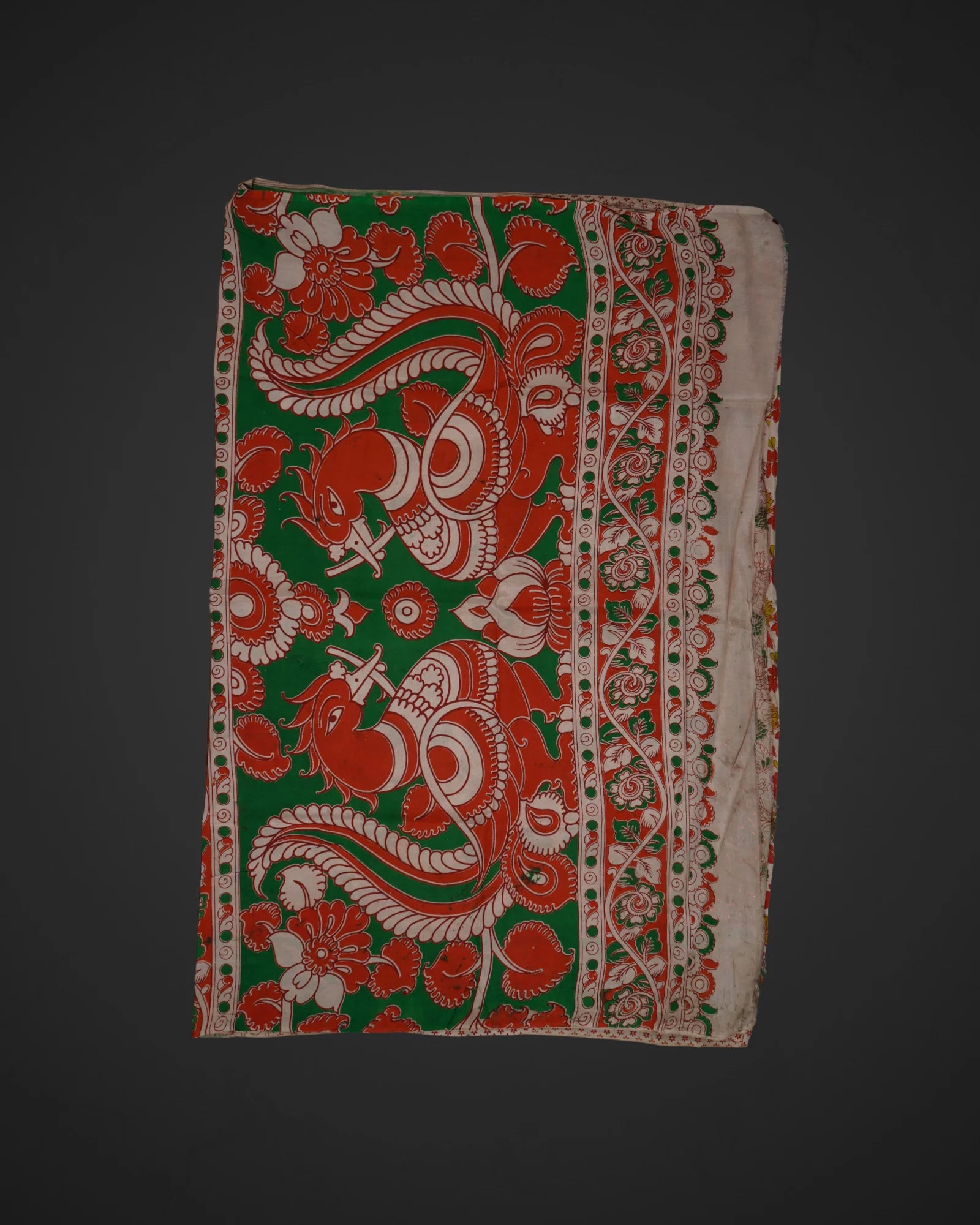 Cream Silk Kalamkari Printed Saree