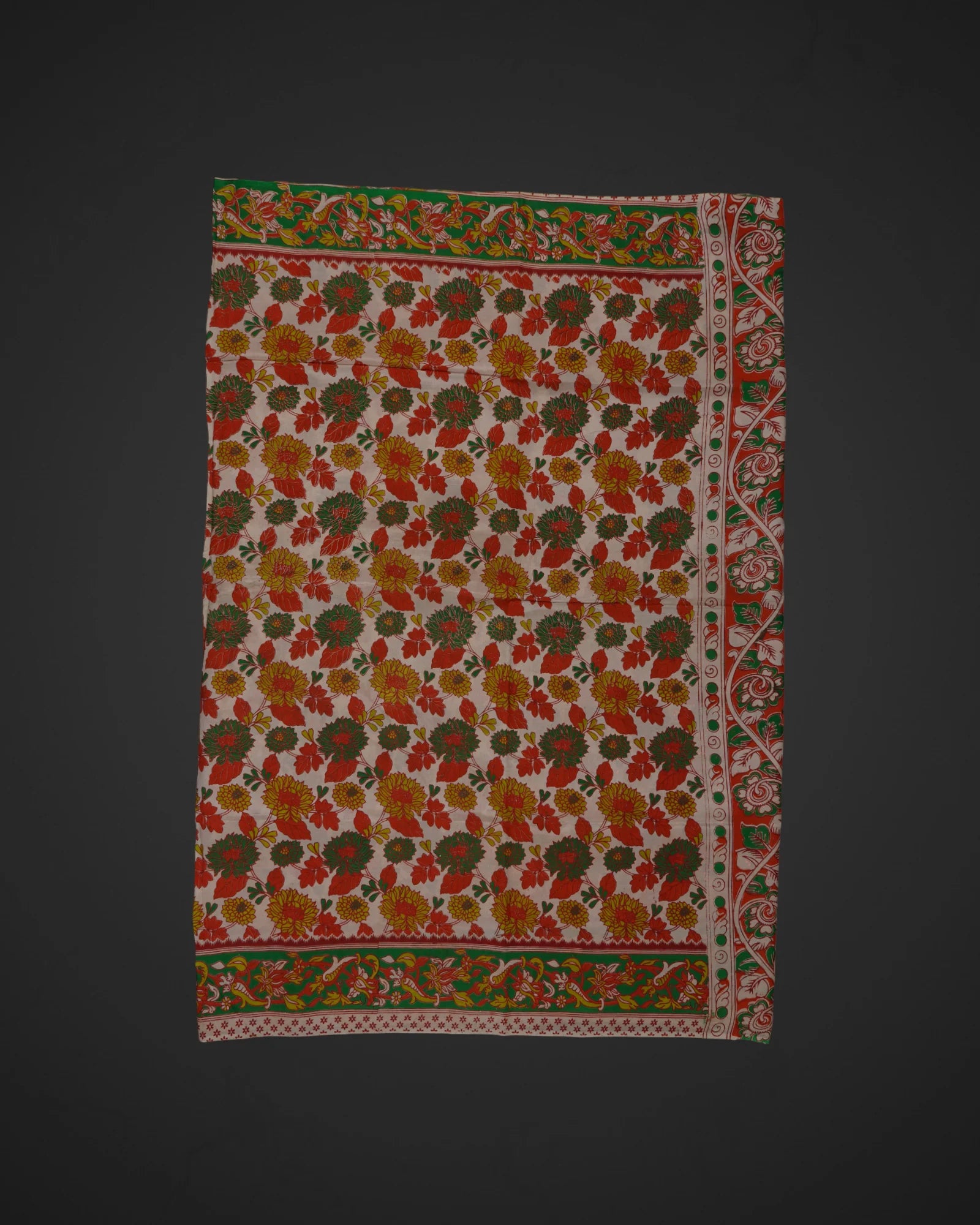 Cream Silk Kalamkari Printed Saree