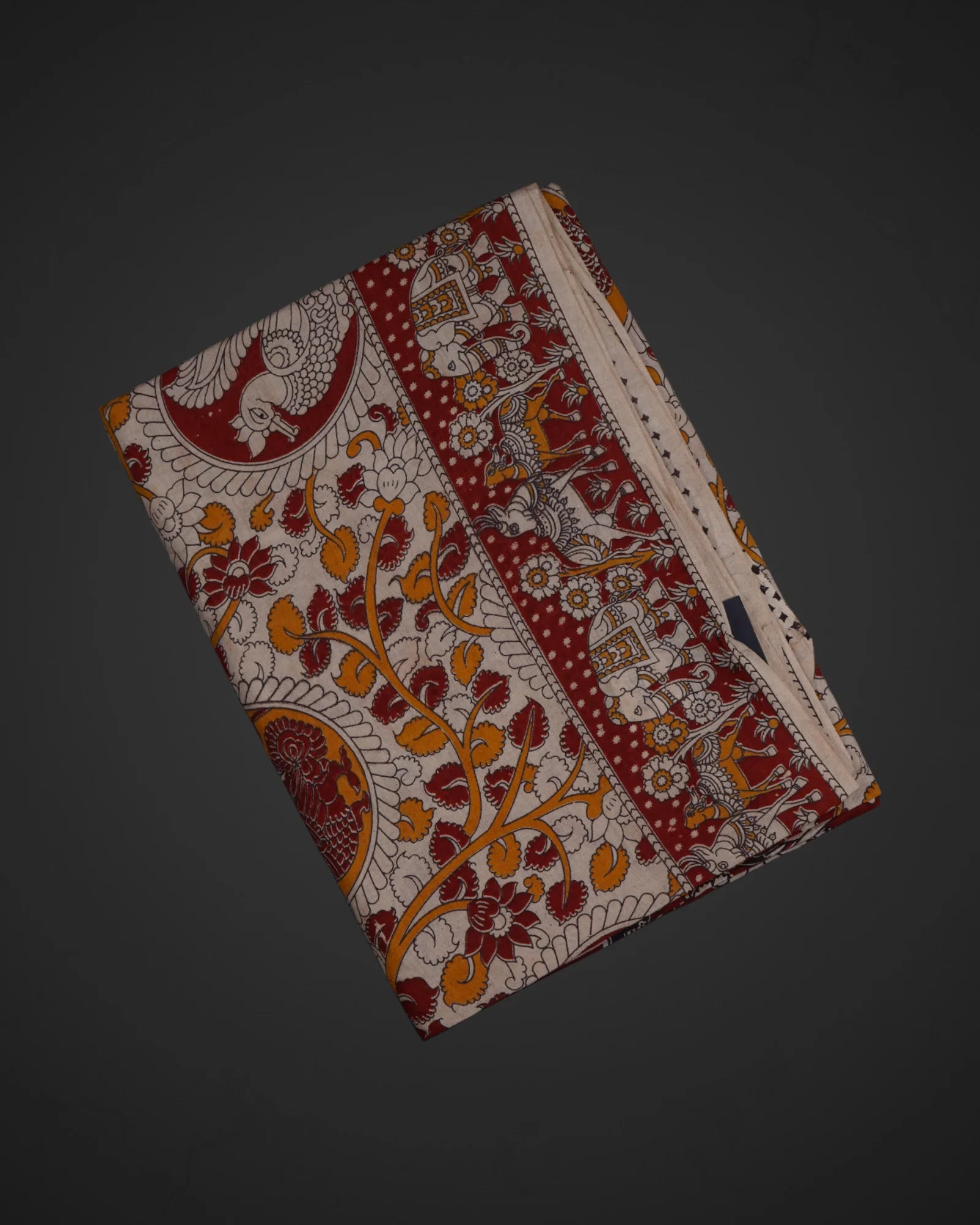 Cream Kalamkari Cotton Printed Saree