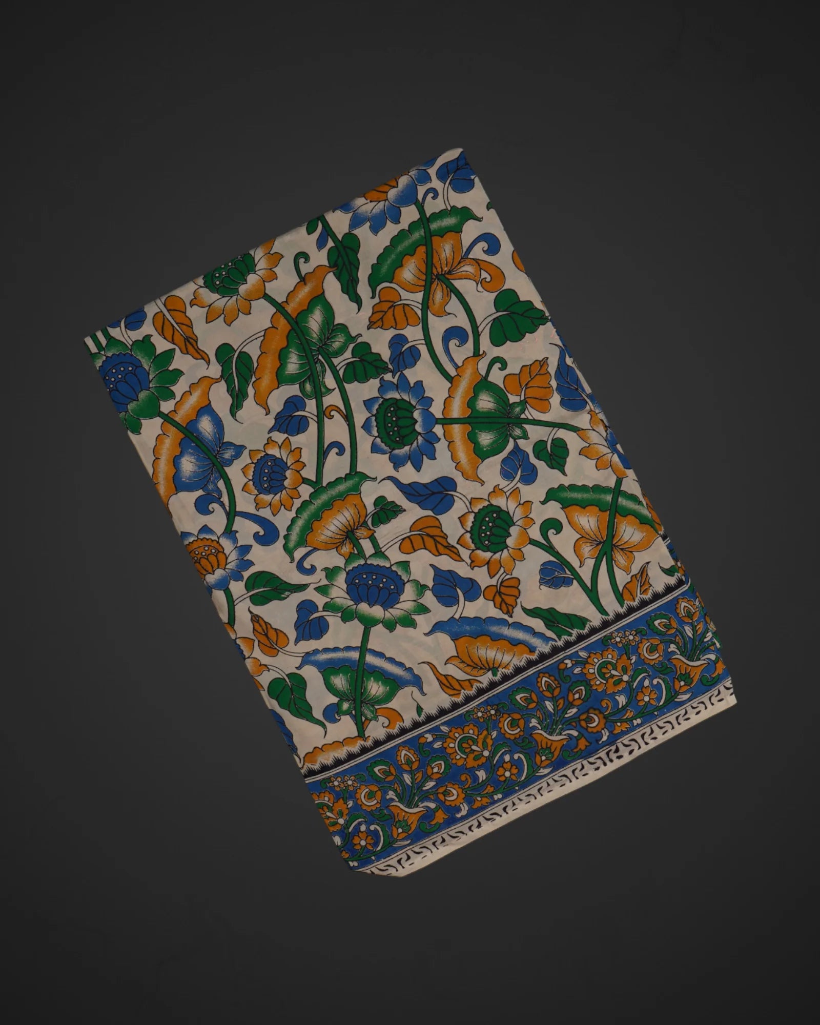 Cream Kalamkari Silk Printed Saree